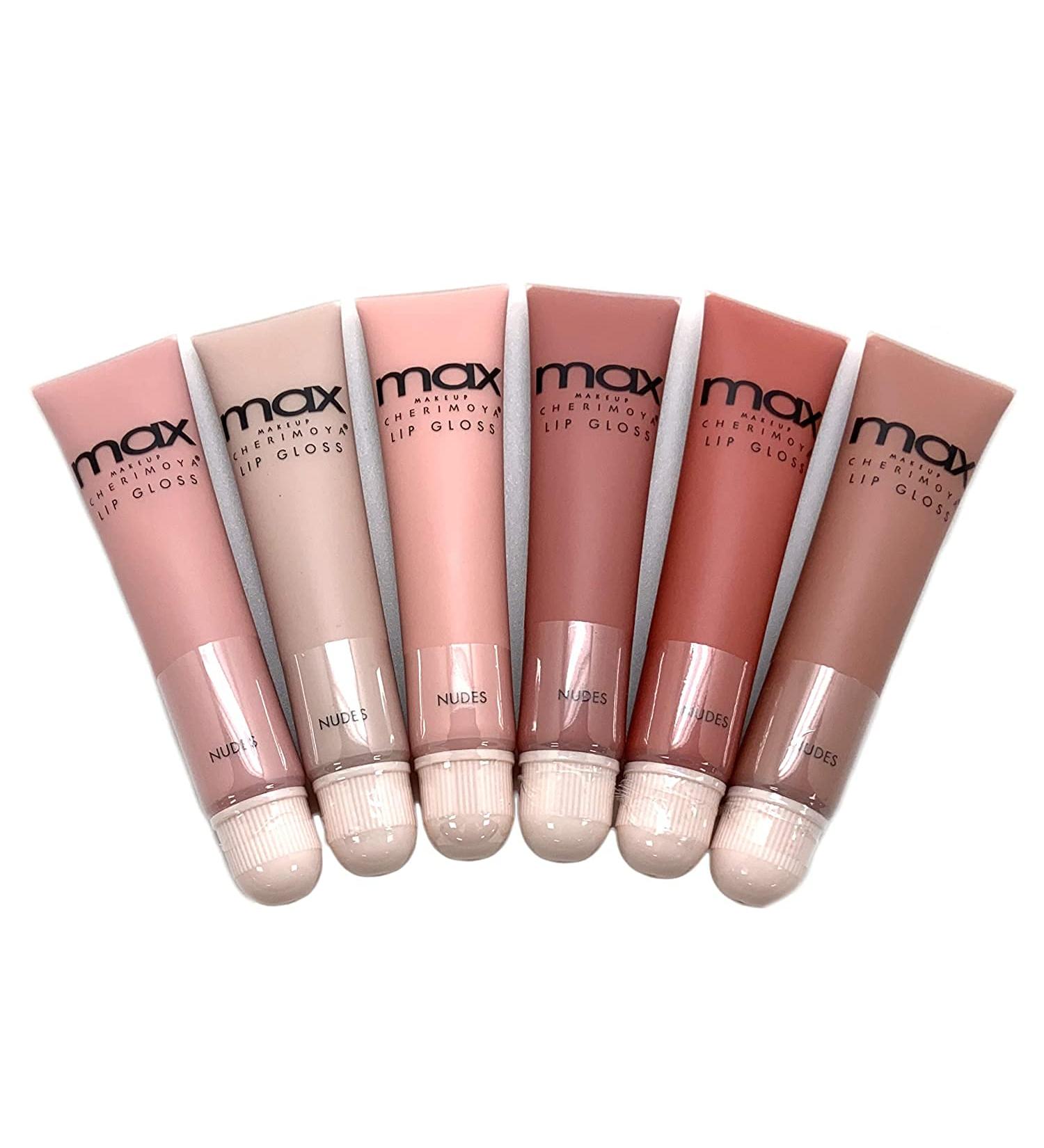 MAX Makeup Cherimoya Lip Polish - 6-Pack Nude Gloss Shades | Long-Lasting & Hydrating - Buy Online on GoSupps.com