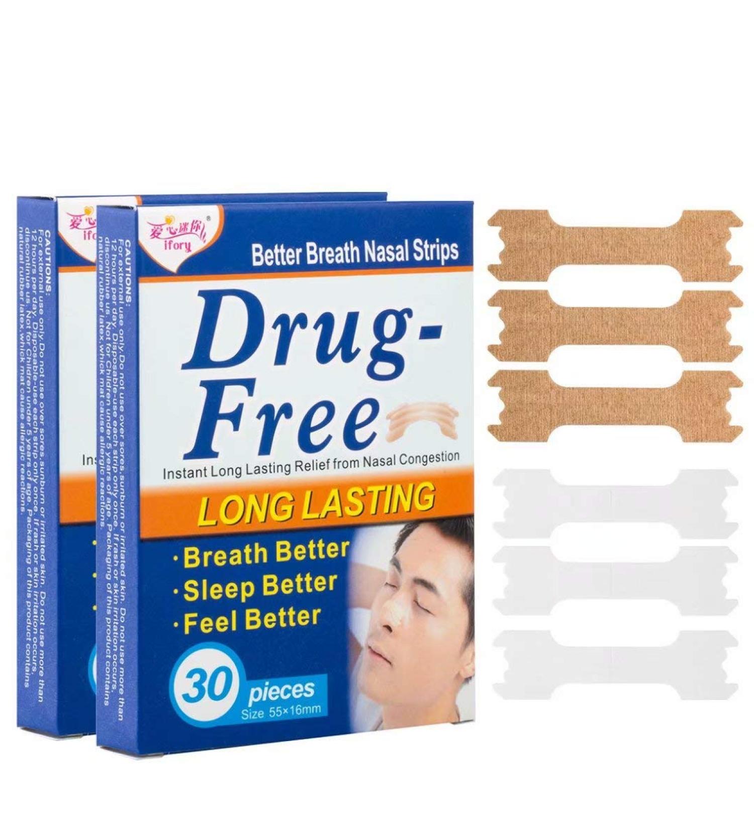 iFory 60 Ct Medium Nasal Strips for Snoring & Congestion - Drug-Free, Long Lasting - Improve Sleep Quality - Buy Online on GoSupps.com