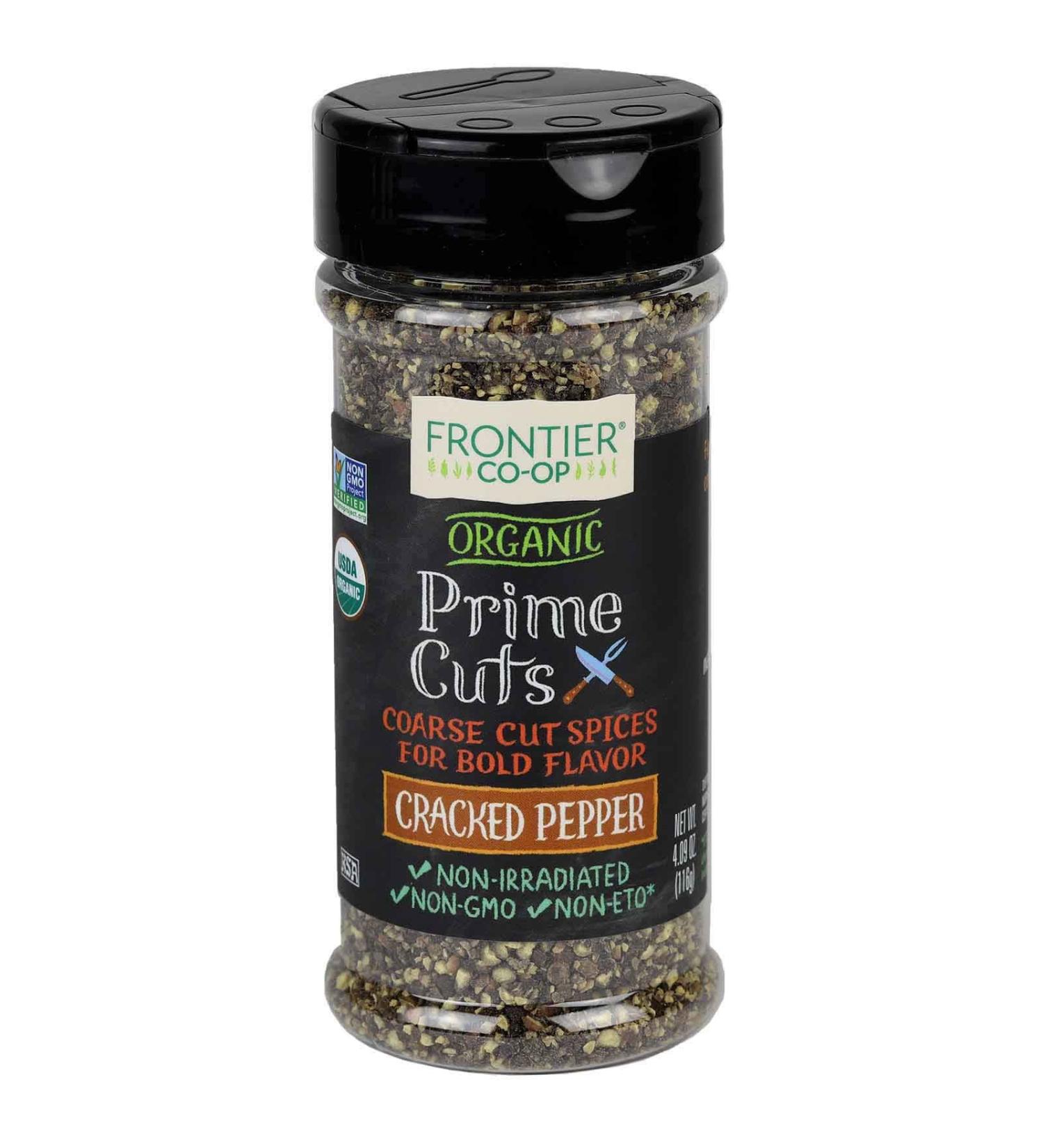 Frontier Co-op Organic Cracked Pepper - Prime Cuts 4.09 oz (116 g) | Certified Organic Spice - Buy Online on GoSupps.com