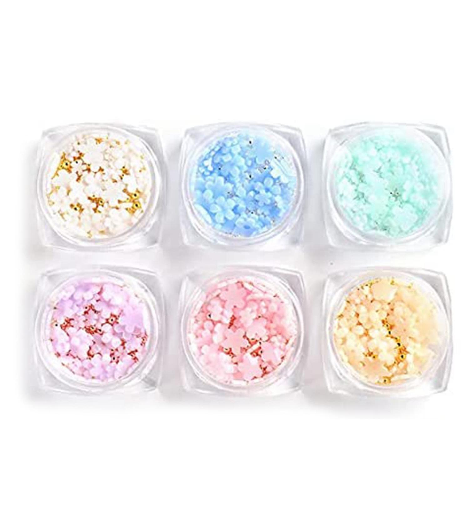 Aiwjeakh 6 Boxes of Light Change 3D Nail Flowers Accessories with Gold and Silver for Mixed DIY Jewelry Art Decorative Supplies - Buy Online on GoSupps.com