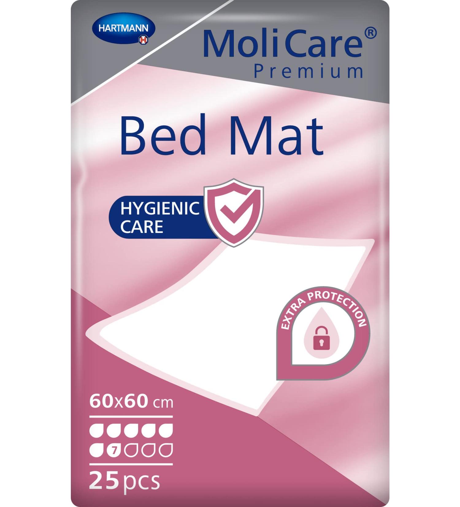 Molicare Premium Bed Mat 7 Drops - Absorbent Bed Protection Insert (60x60 cm 25 Pack) - Ideal for Incontinence Care - Buy Online on GoSupps.com