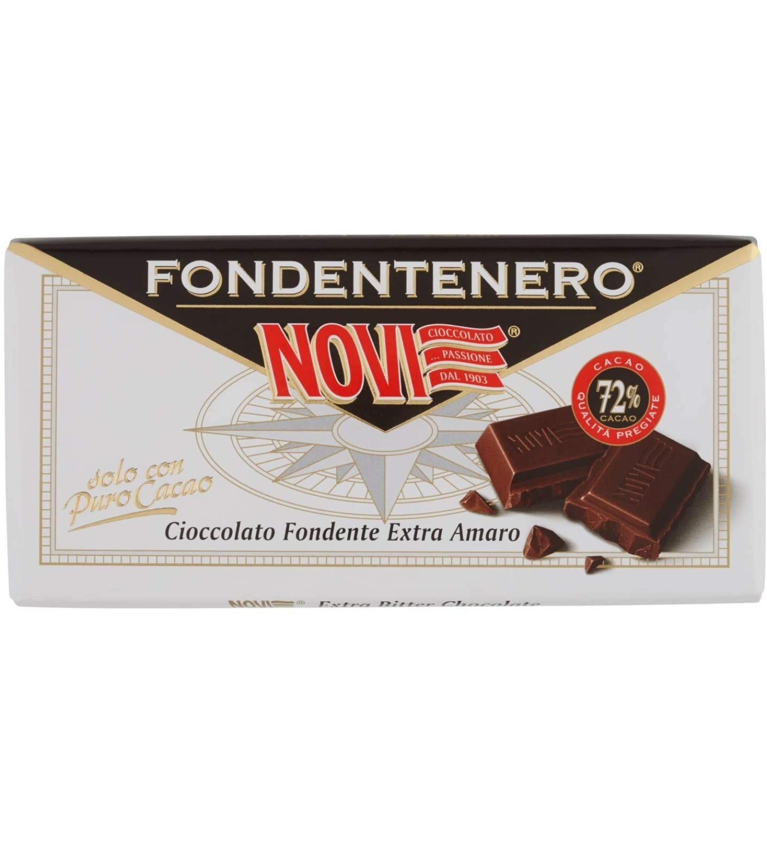 NOVIBLOC Novi Cioccolato Extra Amaro Chocolate Bars Pack of 6 100g