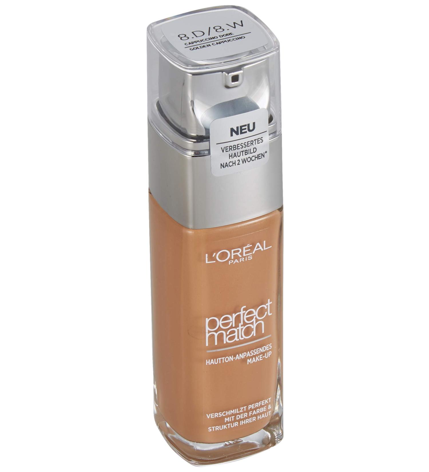  L'Oreal Paris L'Or al Paris Perfect Match Liquid Foundation with Hyaluronic Acid & Aloe Vera #8.D/8.W Golden Cappuccino 30ml - Buy Online on GoSupps.com