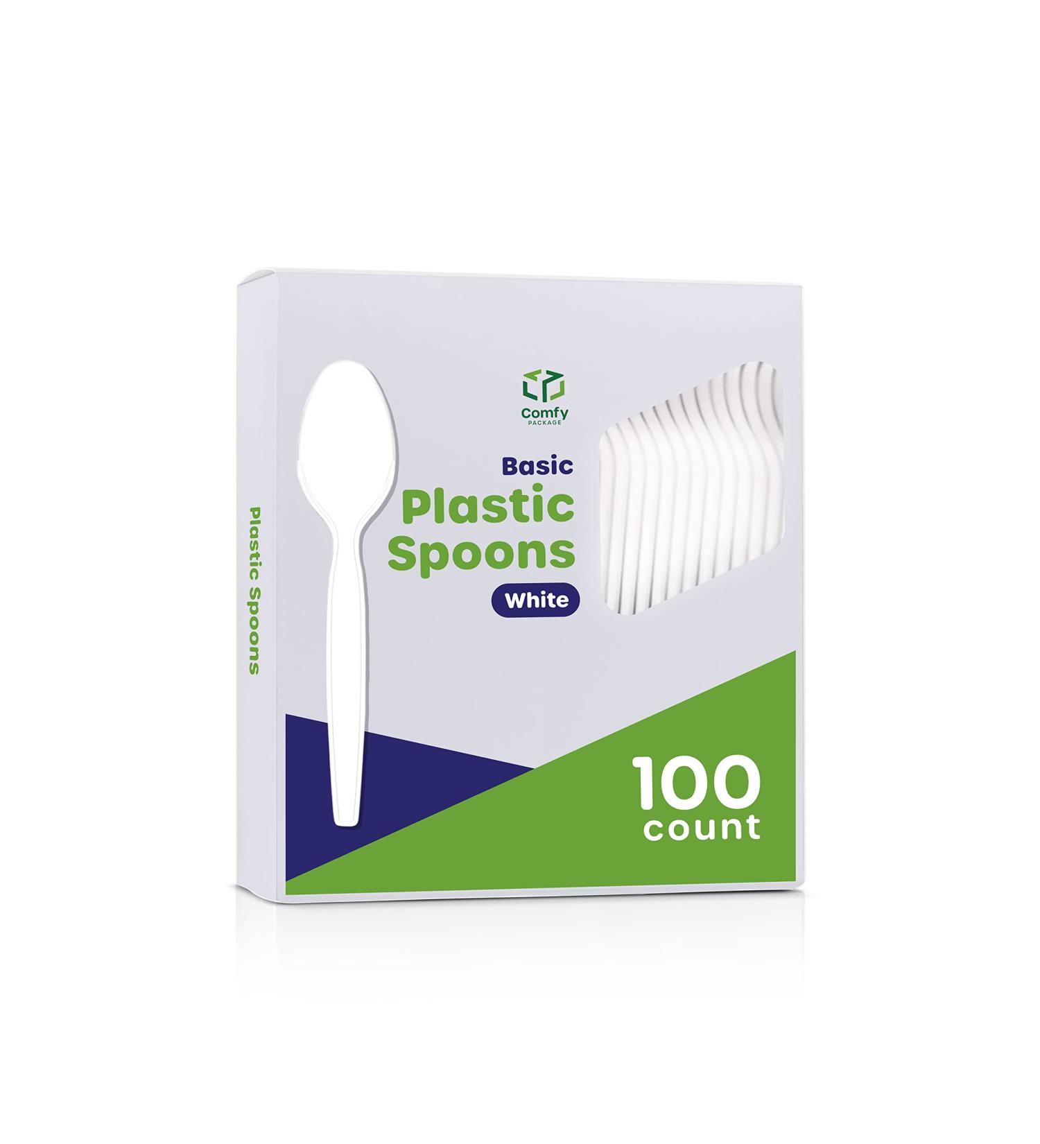 100 Pack Heavy Duty Disposable White Plastic Teaspoons - Bulk Cutlery Set - Buy Online on GoSupps.com