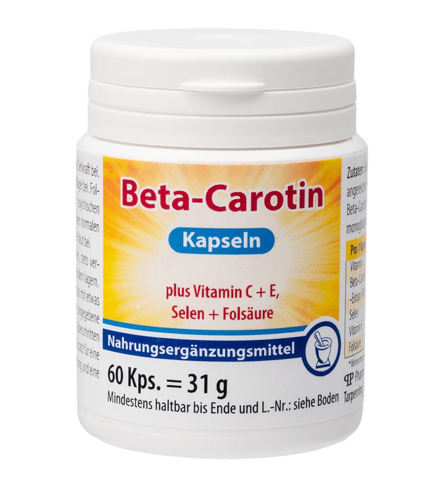Buy Pharma-Peter BETA CAROTIN + Vitamin C + E - 60 Capsules | Boost Immunity & Antioxidants | International Shipping Available - Buy Online on GoSupps.com