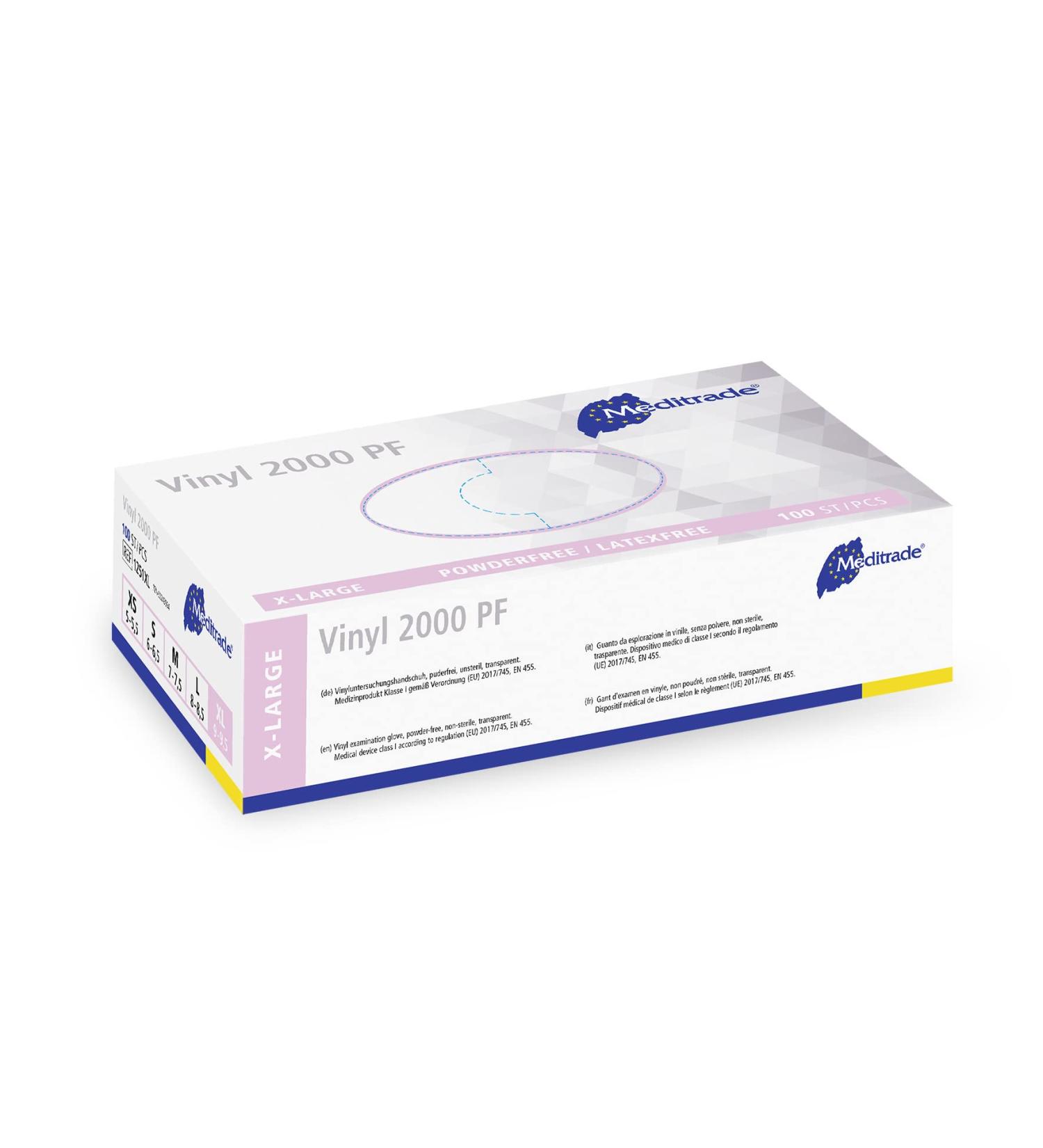 Disposable Examination Gloves - XL Clear Vinyl 2000 PF, Latex-Free, Hypoallergenic - Bulk Buy for Any Sector - Meditrade - Buy Online on GoSupps.com