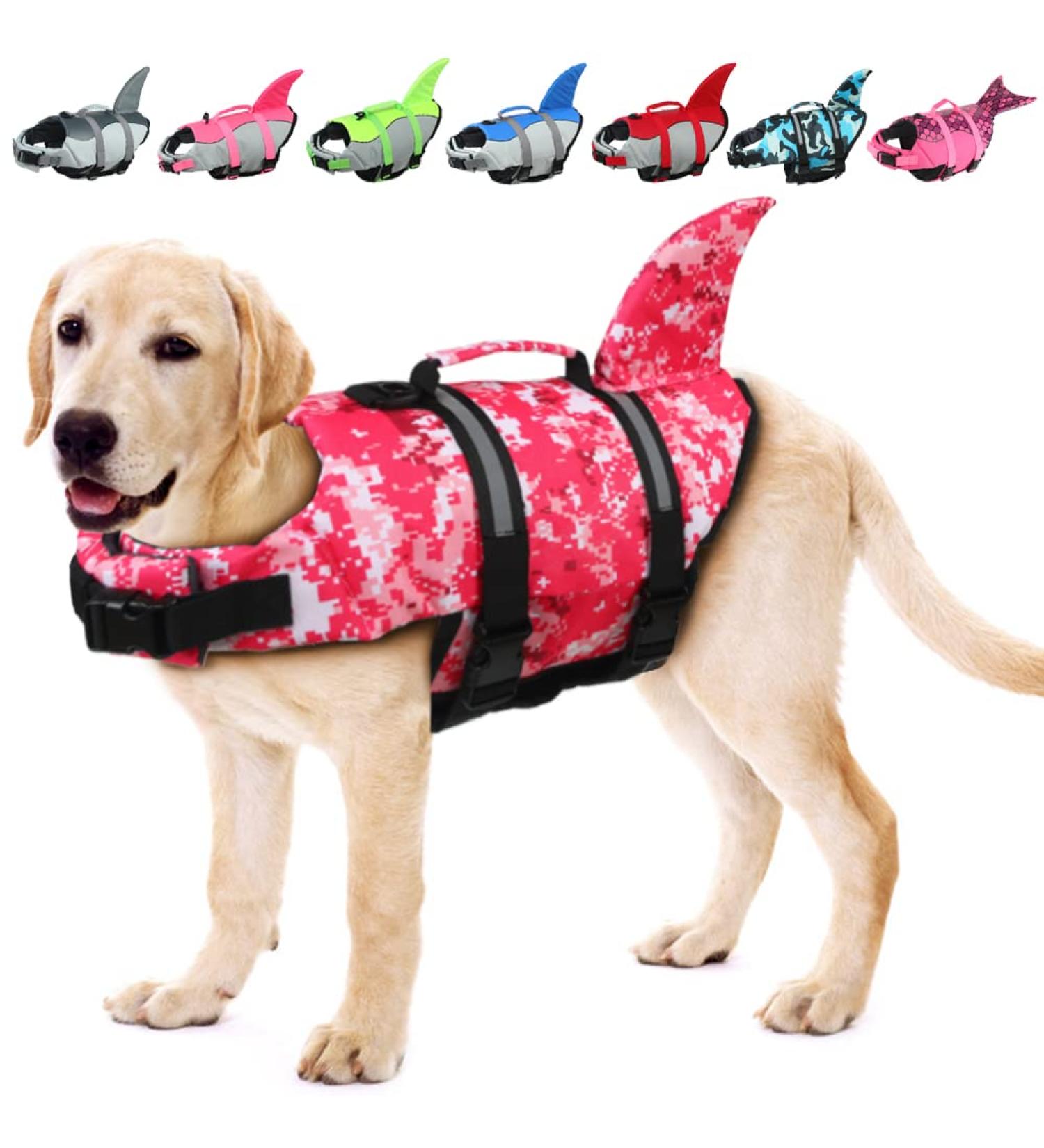 Buy EMUST Shark Dog Life Jacket - Pink Camouflage Vest for Medium Dogs | Safe & Stylish Floating Gear - Buy Online on GoSupps.com