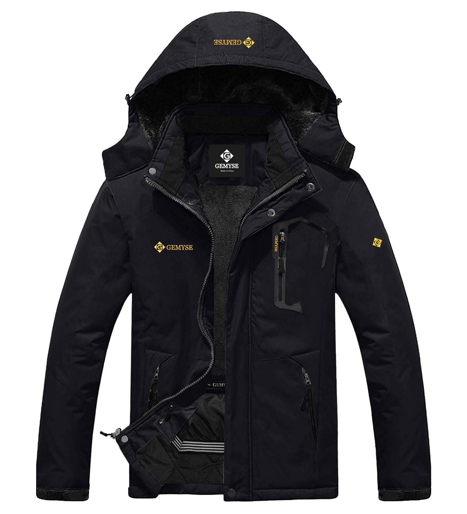 GEMYSE Men's Mountain Waterproof Ski Snow Jacket - Black, Windproof & Rain Resistant (Medium/Large) - Buy Online on GoSupps.com