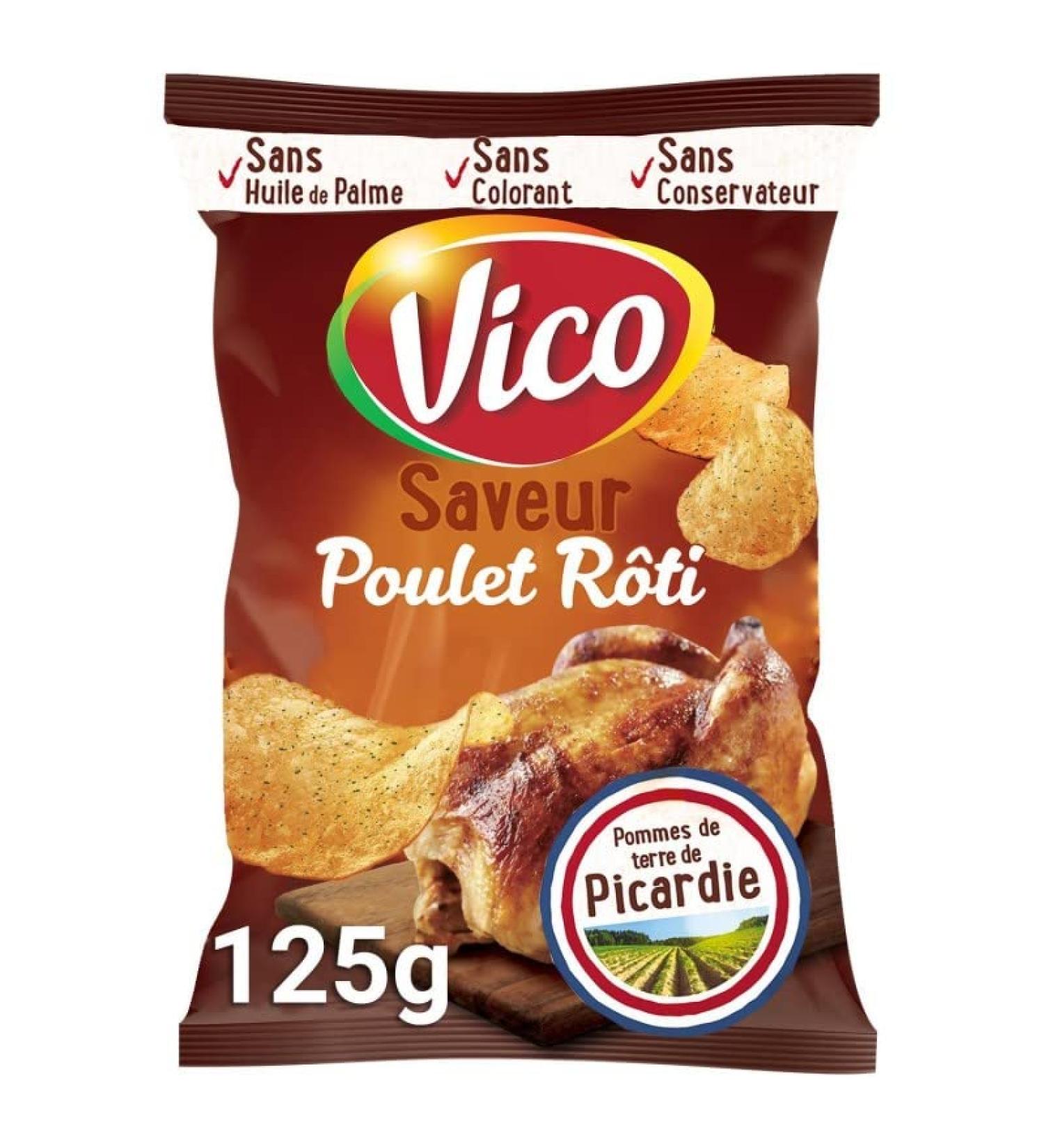Vico chips saveur poulet r ti : croquez dans l'ap ritif parfait avec cette d licieuse collation de 125g ! - Le Lot De 4 - Buy Online on GoSupps.com