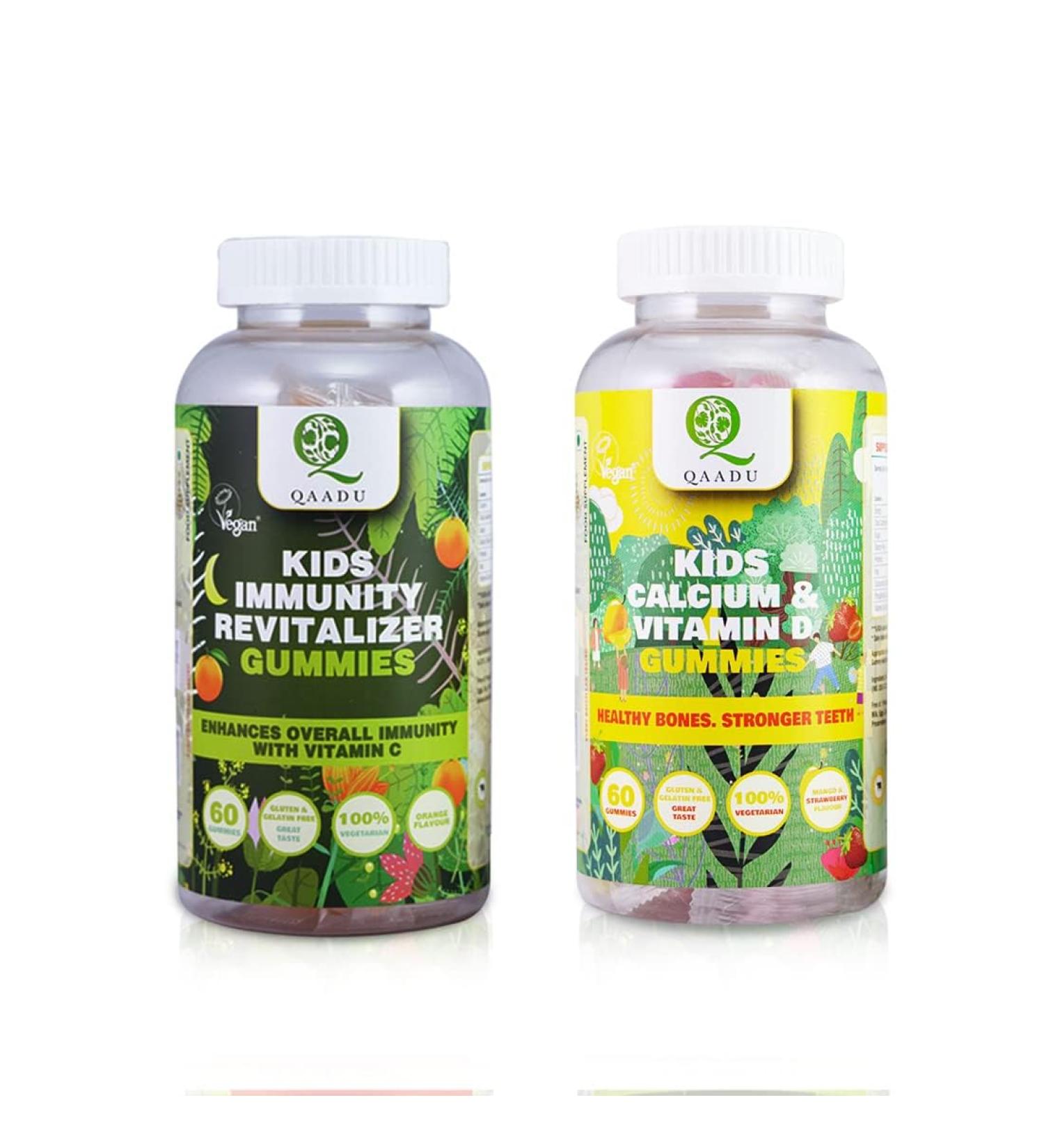 Kids Calcium & Vitamin D + Immunity Revitalizer Gummies | 60 Gummies | Vegan & Healthy Bones Growth for Children - Buy Online on GoSupps.com
