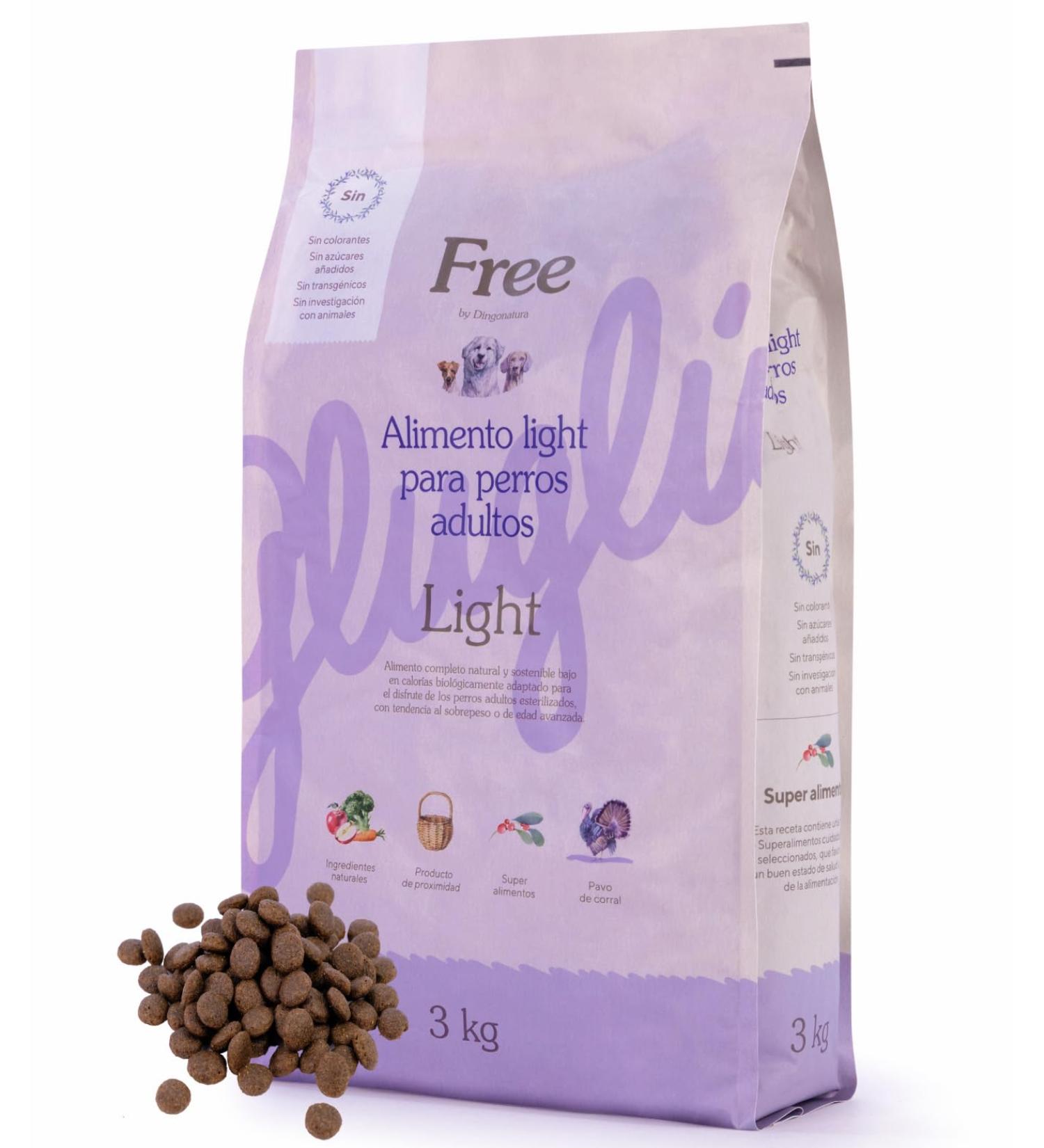 Free by Dingonatura. Corral Light Adult Dog Food with Turkey - Digestive Health Weight Control Natural Ingredients High Palatability Rich in Nutrients (3 kg) - Buy Online on GoSupps.com