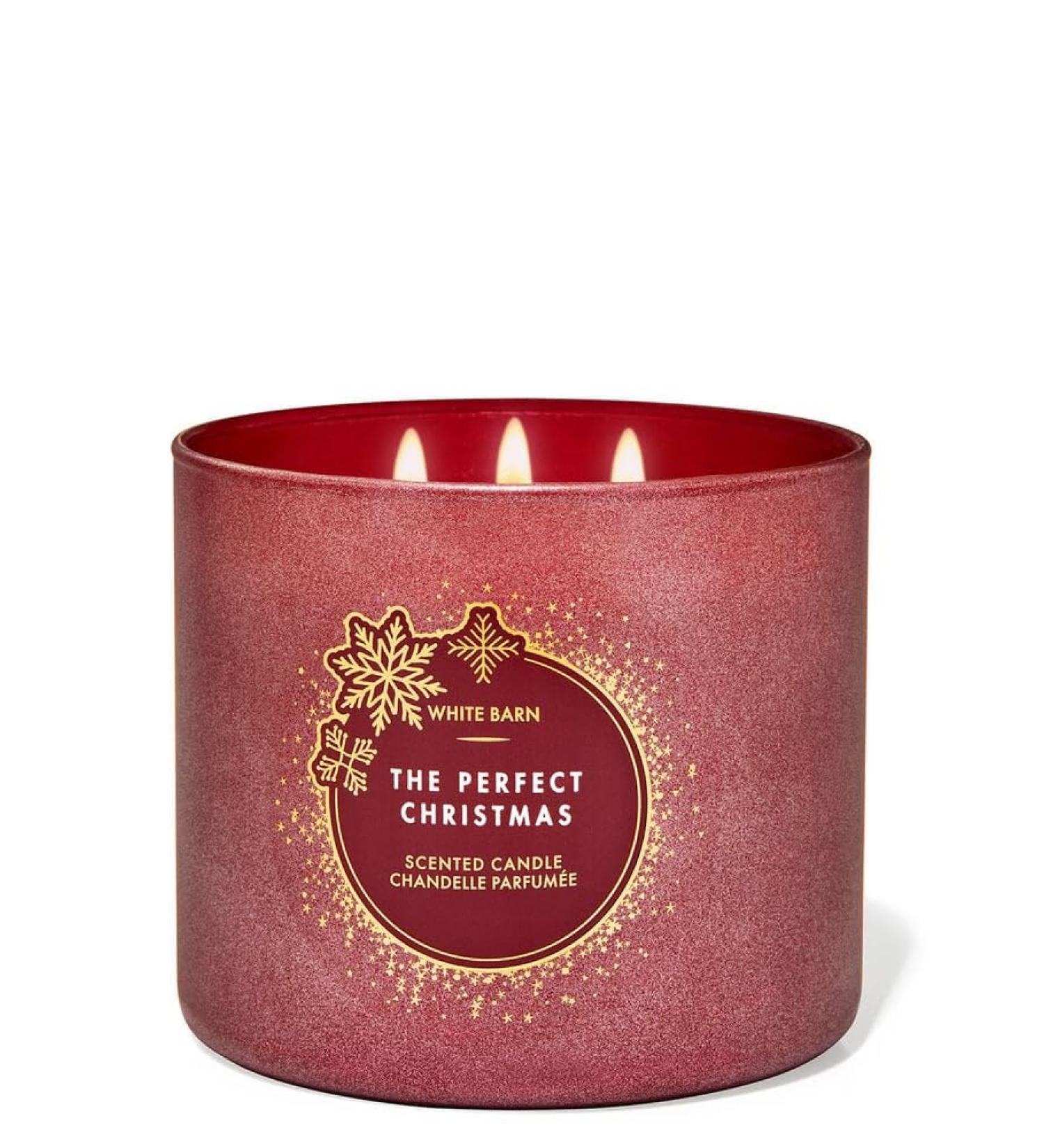 Bath & Body Works White Barn The Perfect Christmas 3-Wick Candle w/Essential Oils - 14.5 oz -(The Perfect Christmas) Label Artwork Varies