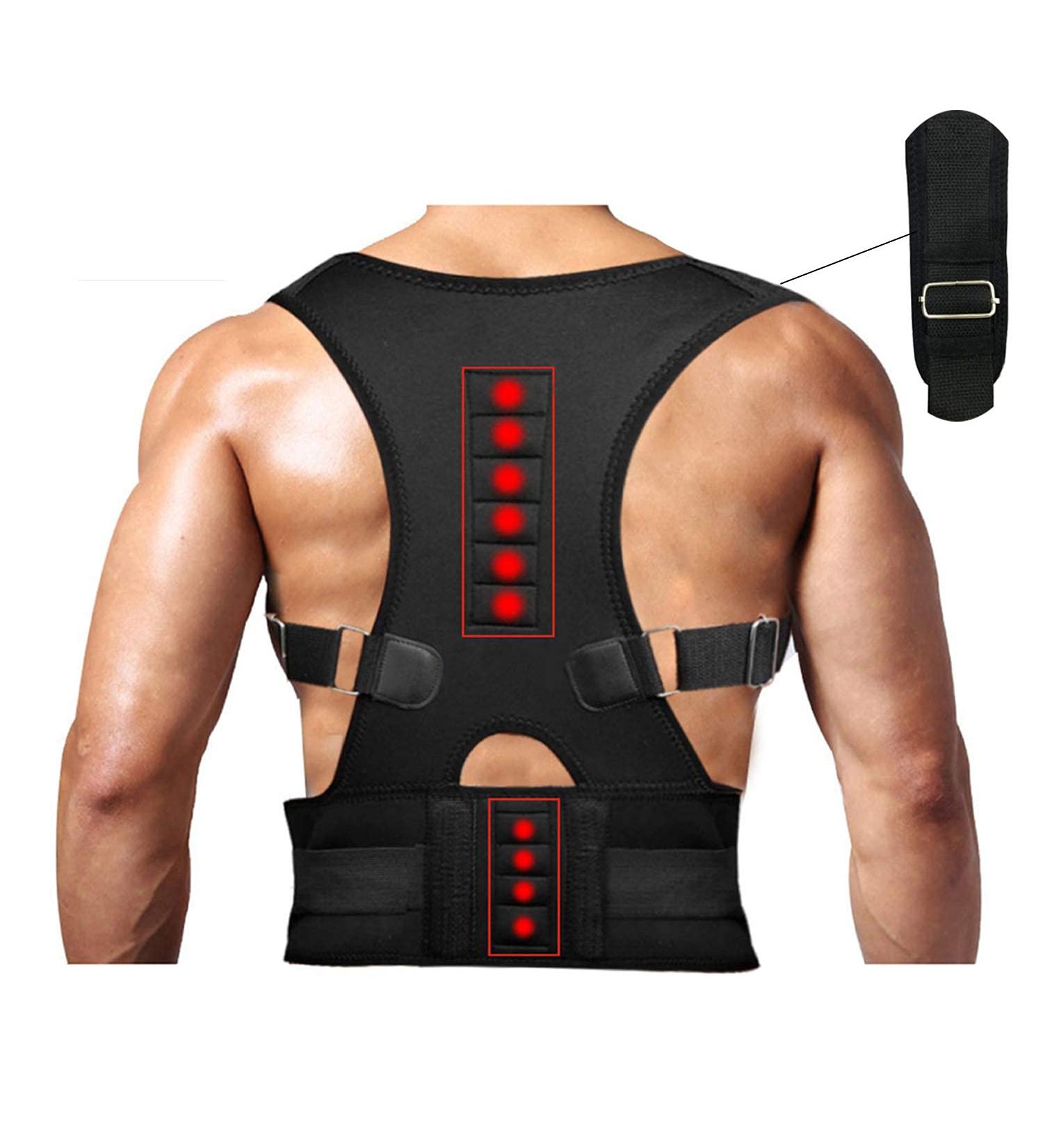 Magnetic Therapy Posture Support Back Brace - FDA Approved Adjustable Corrector for Neck Back & Spine Pain Relief - Medical Grade XXL Support Belt - Buy Online on GoSupps.com