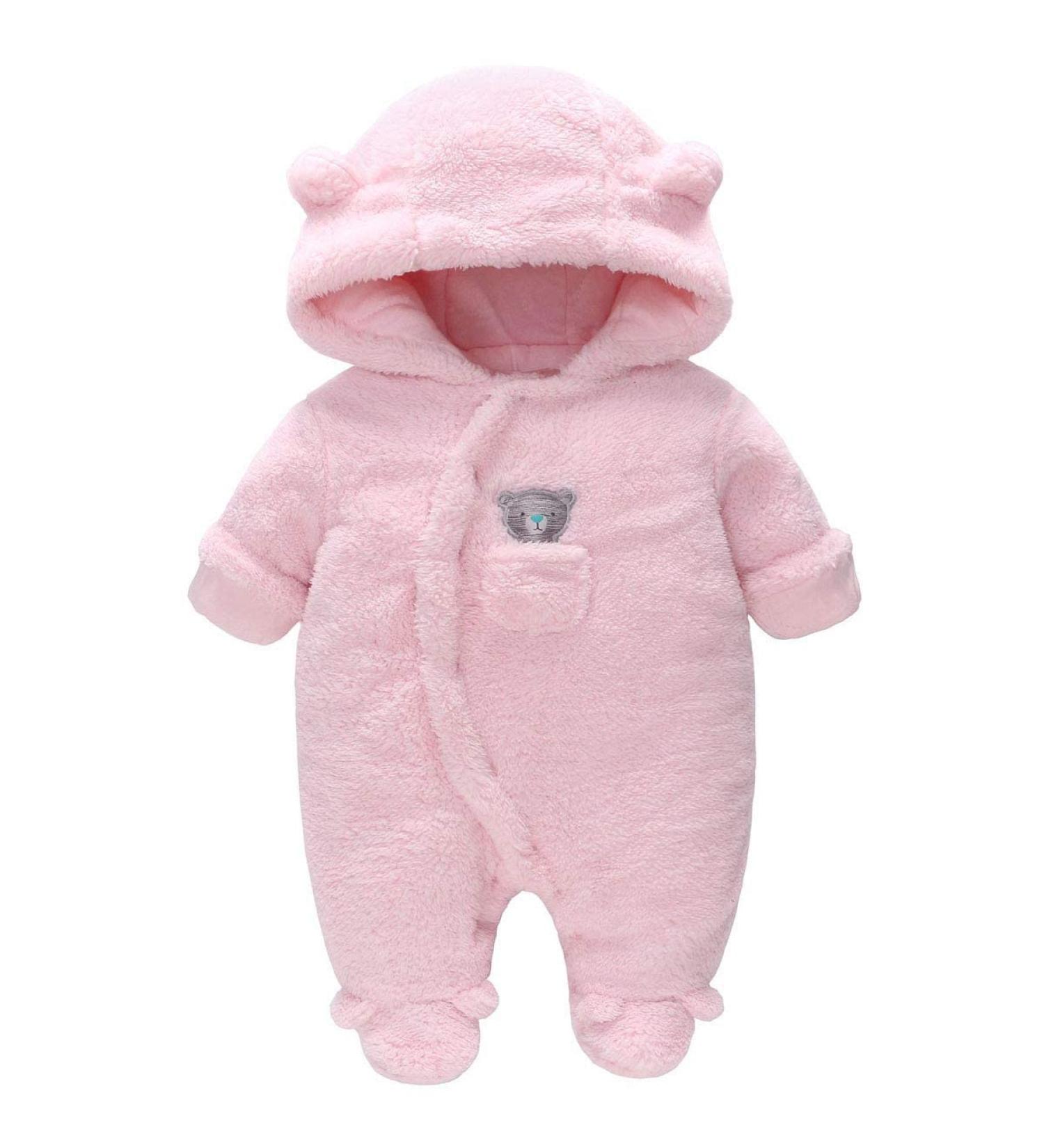 Baby Winter Snowsuit Romper with Hood | Toddler Outerwear Set | Thick & Warm | Pink 9-12 Months - Buy Online on GoSupps.com