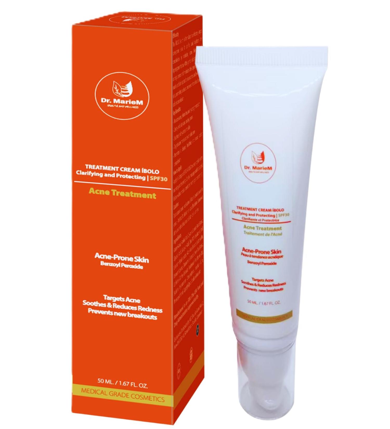 Dr. MarieM FACE CREAM BOLO Advanced Acne Treatment Benzoyl Peroxide Clarifying Formula Targets Breakouts Reduces Redness and Prevents New Acne with SPF30 50 ml / 1.67 fl oz - Buy Online on GoSupps.com
