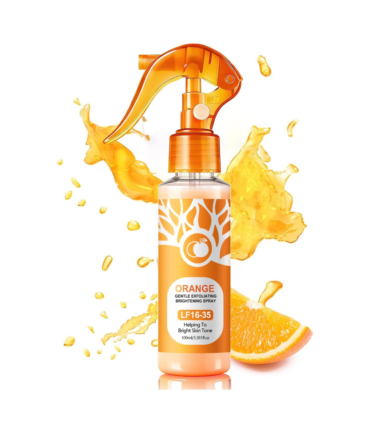 XJBD Orange Body Exfoliating Spray 100ml Gentle AHA Exfoliator with Jojoba Oil for Smooth & Glowing Skin Face Peels & Body Scrub Sensitive Skin Friendly Refreshing Citrus Scent - Buy Online on GoSupps.com
