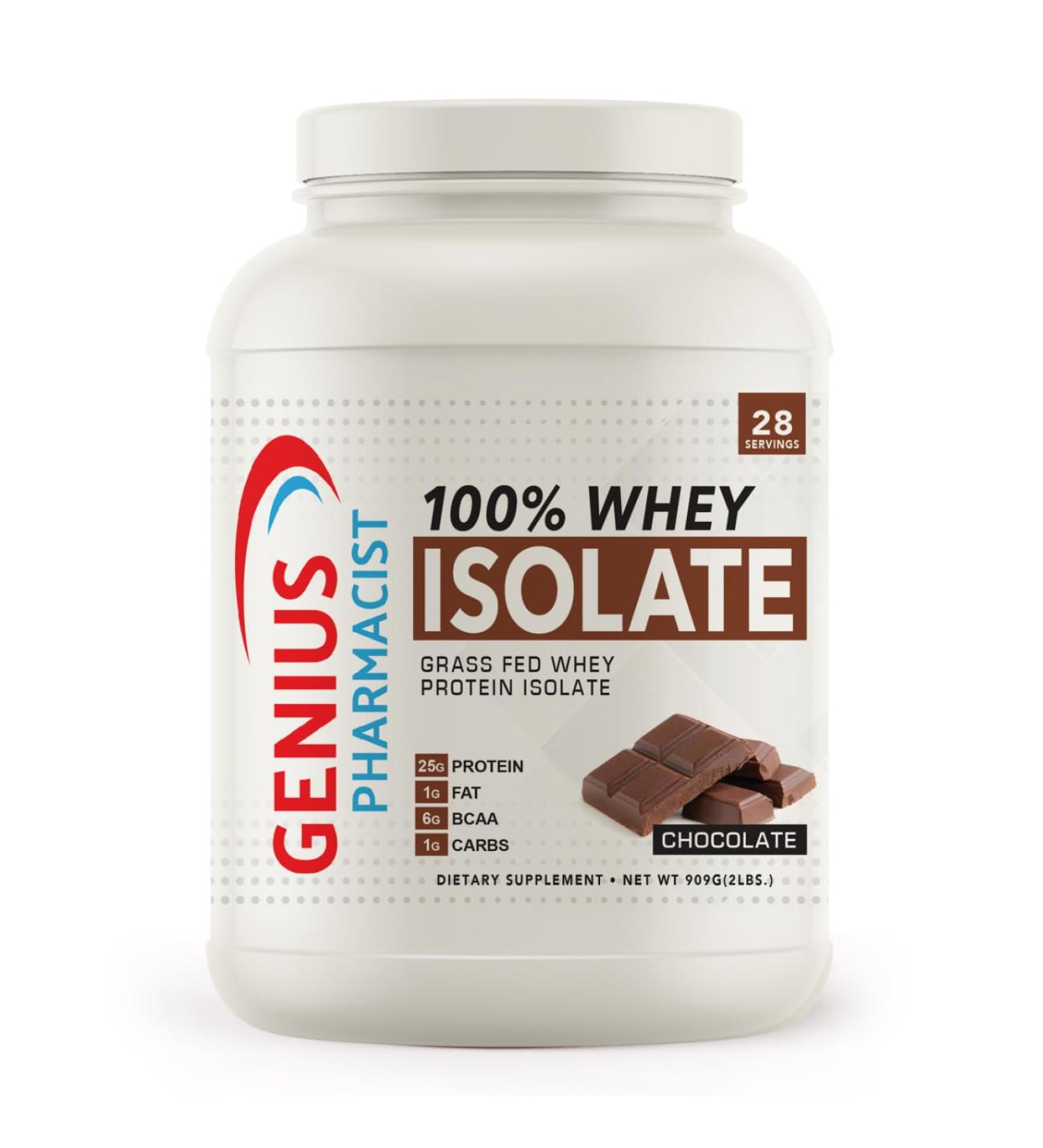 100% Whey Isolate Chocolate - 2 lb (909g) - 28 Servings - Premium Protein Powder for Muscle Growth & Recovery - International Shipping Available - Buy Online on GoSupps.com