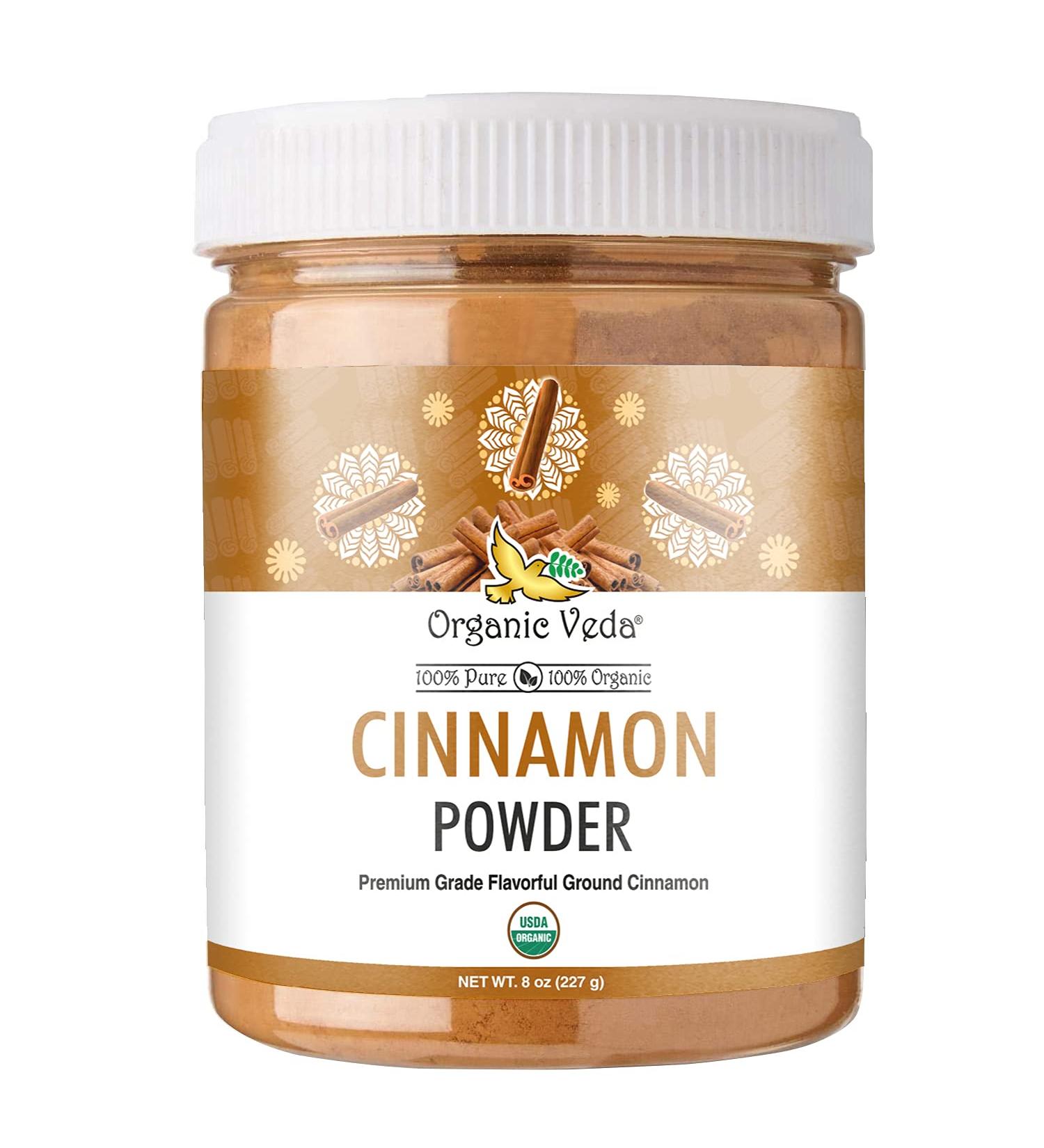 Organic Veda Cinnamon Powder - 100% Pure & Organic Ground Cinnamon Bark - 8 oz - Ideal for Cooking, Baking, Coffee & Tea - Buy Online on GoSupps.com