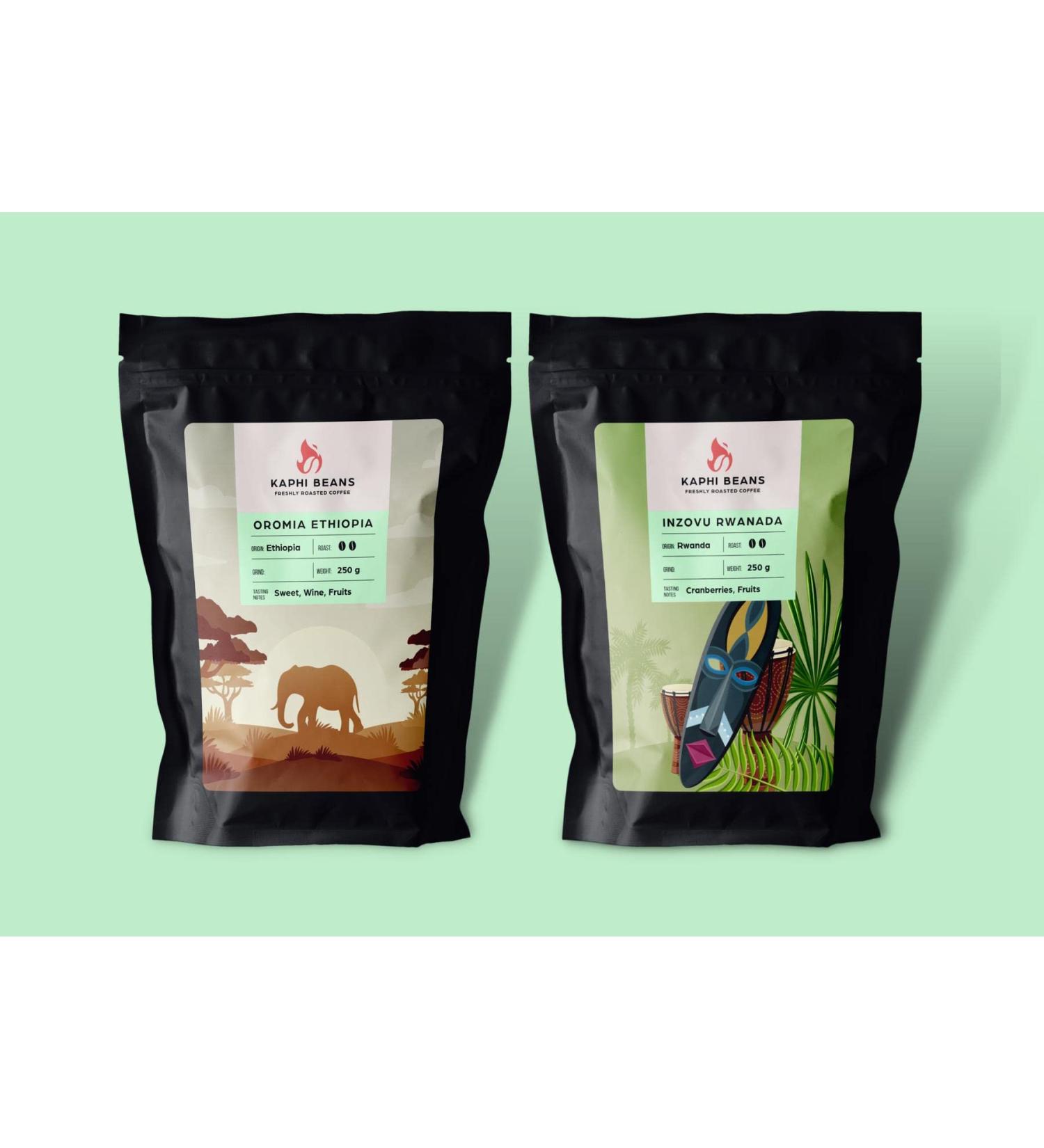 Kaphi Beans Medium Roast African Coffee Bundle- Freshly Roasted- 250g (Cafetiere)