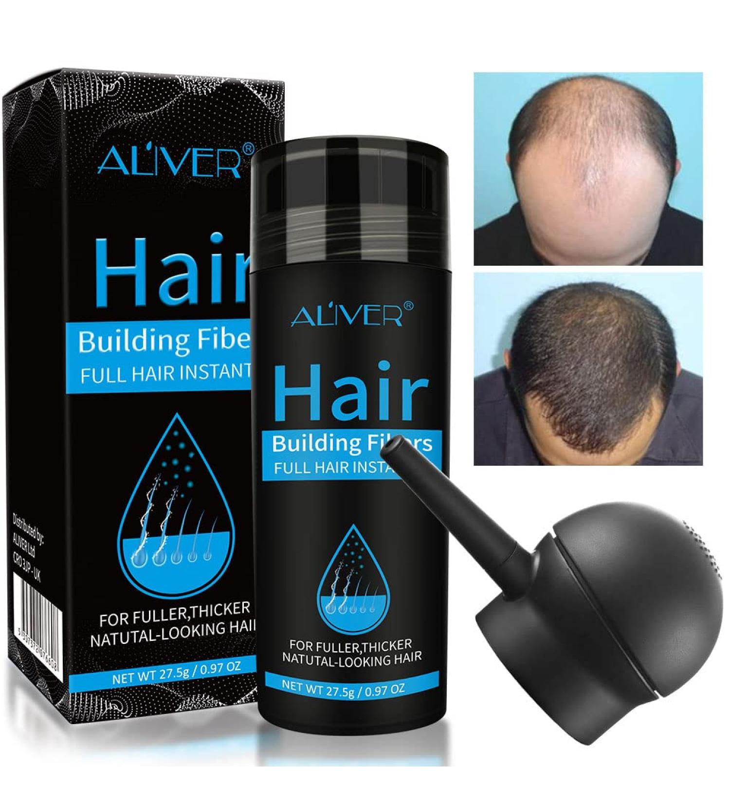 Premium Black Hair Building Fibers Spray Pump 2-in-1 Kit Set - Natural Hair Loss Concealer (0.97 OZ) - Men and Women - Buy Online on GoSupps.com