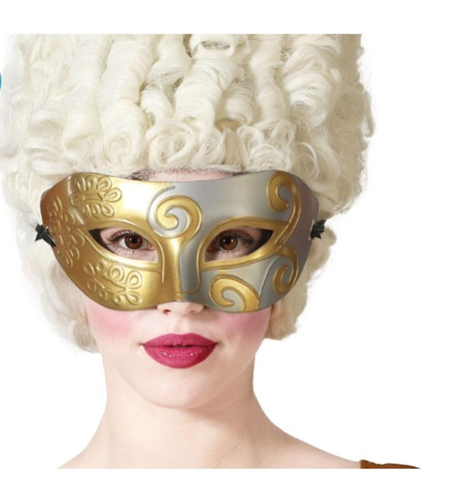 BigBuy Carnival Silver Gold Eye Mask