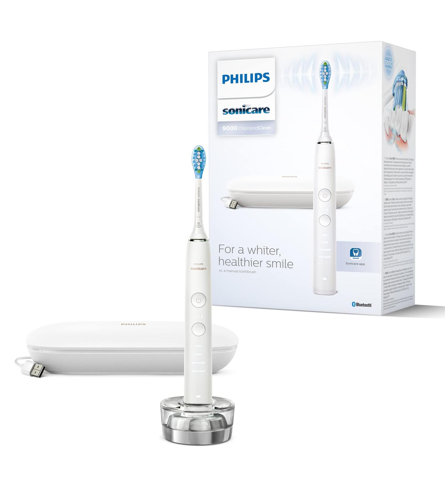 Philips Sonicare DiamondClean 9000 Electric Toothbrush - C3 Premium Plaque Control Brush Head, White - Buy Online on GoSupps.com
