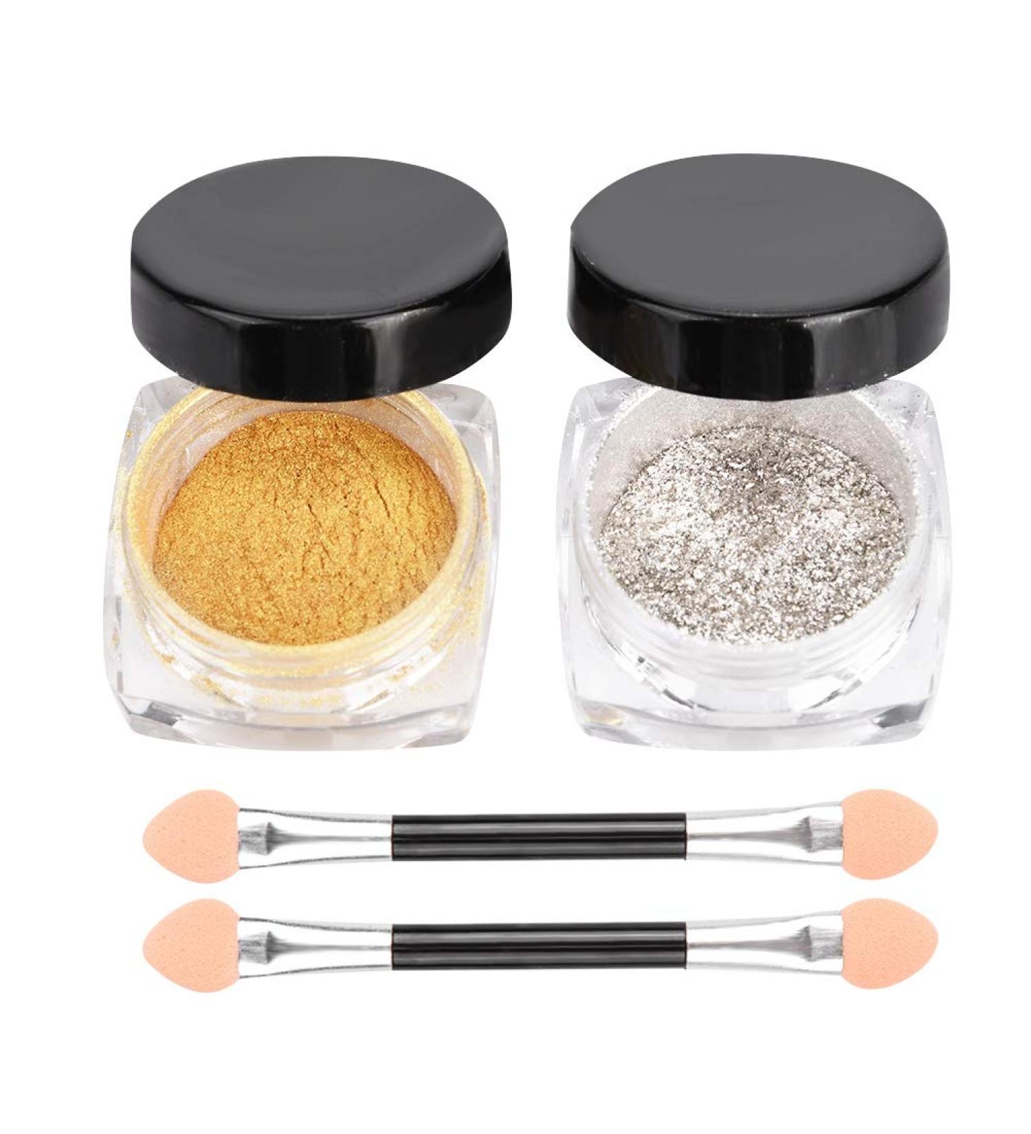 Buy Glitter Pigment Powder for Nails - Chrome Effect Nail Art | Gold & Silver DIY Manicure Decoration - Buy Online on GoSupps.com