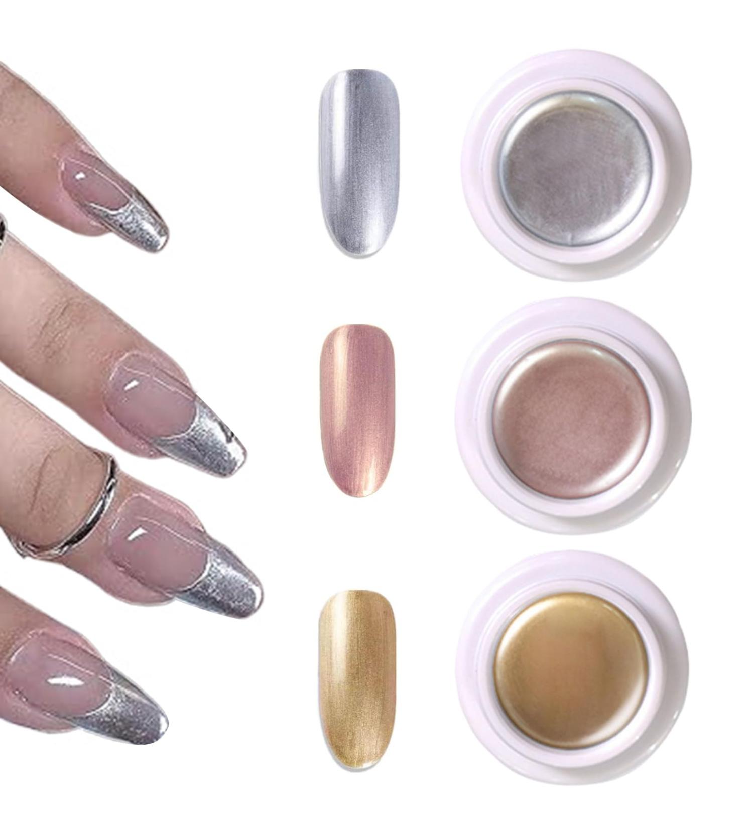 Chrome Nail Polish 3PCS Metallic Gel Nail Polish 3 Grams Fast Drying Metallic Nail Polish Long Lasting 3D Gel Nail Art Chrome Gel Polish Beauty Products - Buy Online on GoSupps.com