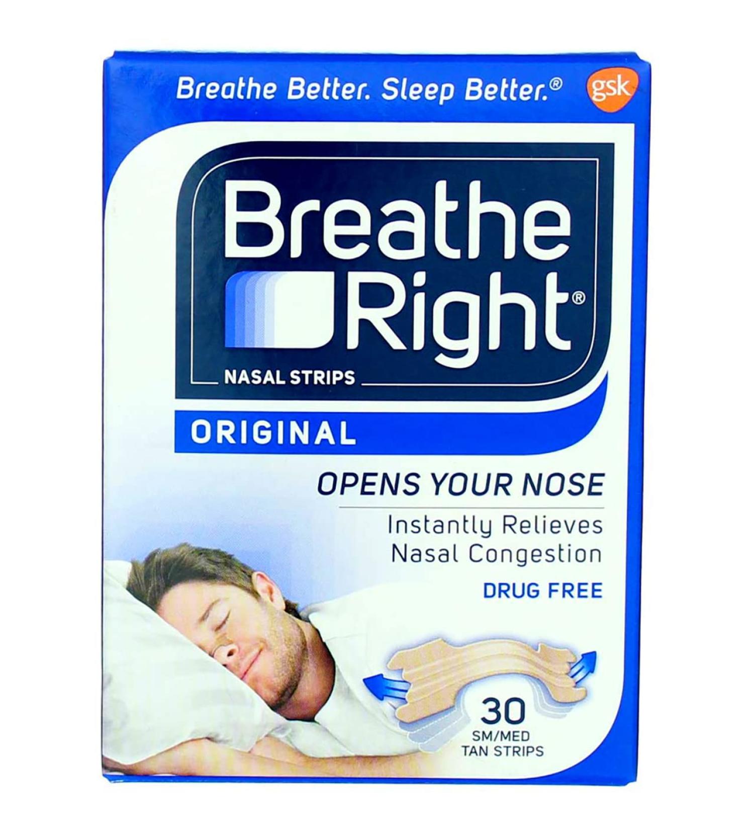 Breathe Right Nasal Strips Original Tan Small/Medium 30 ea - Pack of 3 - Buy Online on GoSupps.com