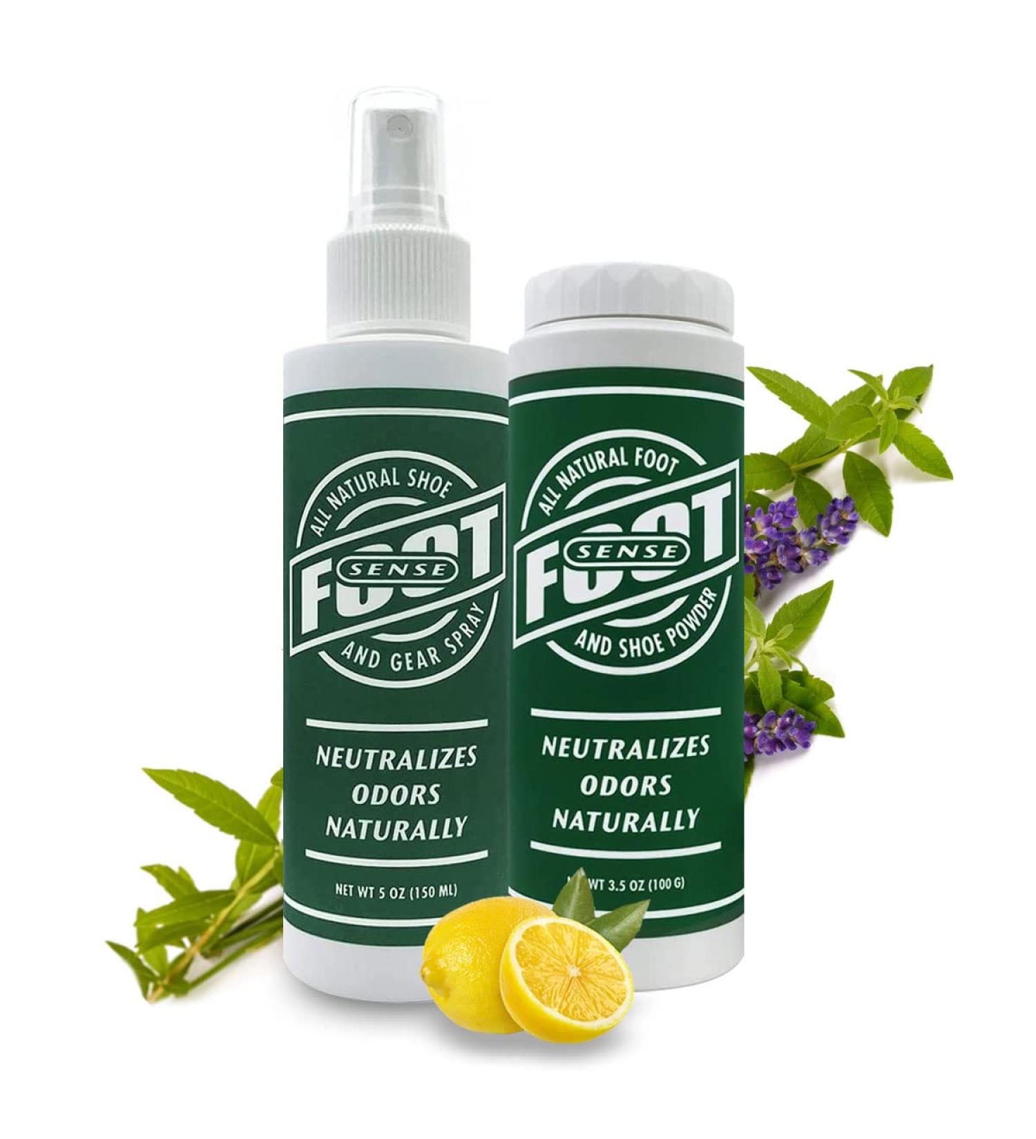 Foot Sense Bundle - Natural Foot & Shoe Powder 3.5 oz + Shoe & Gear Spray 5 oz - Odor Fighting Combo - Buy Online on GoSupps.com