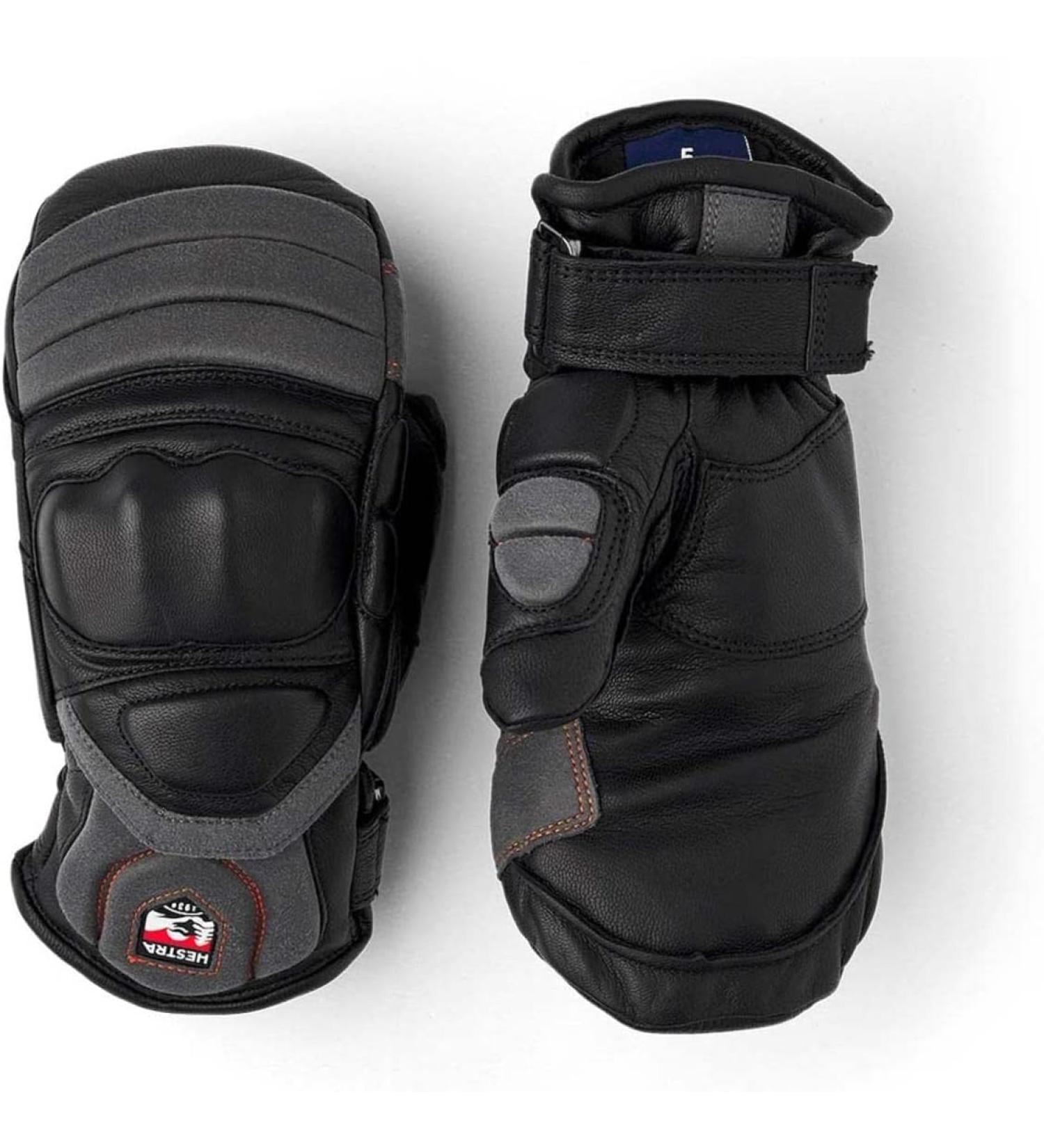 Hestra Impact Racing Junior Leather Mitt Youth 4 - 13 yrs - Black - Flame Red - Size 7