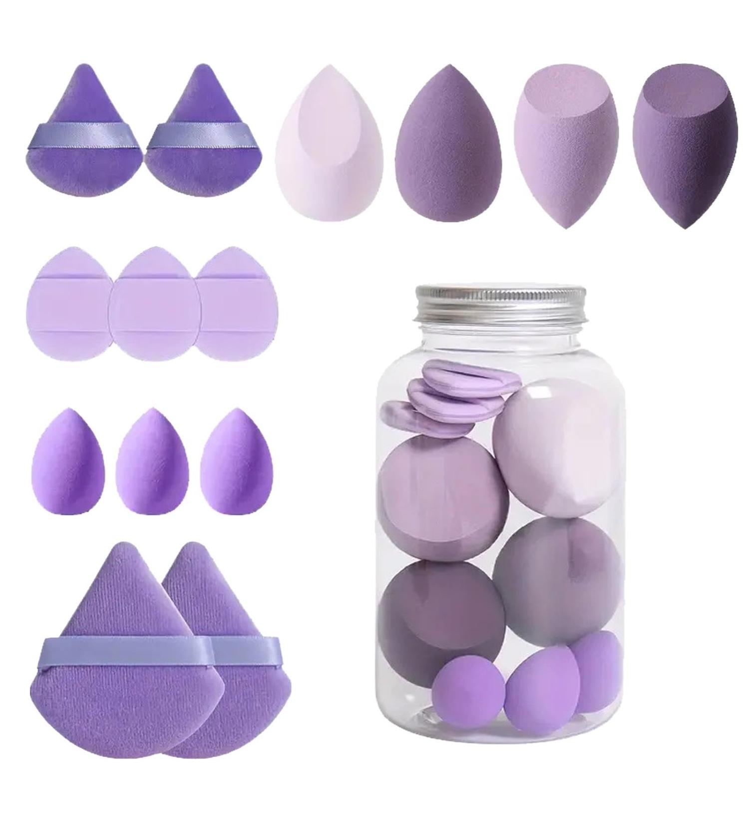 Wrohto Make Up Sponge - Blender Beauty Set Portable Concealer Sponge Facial Makeup Tools for Blending Foundation Cream Purple - Buy Online on GoSupps.com
