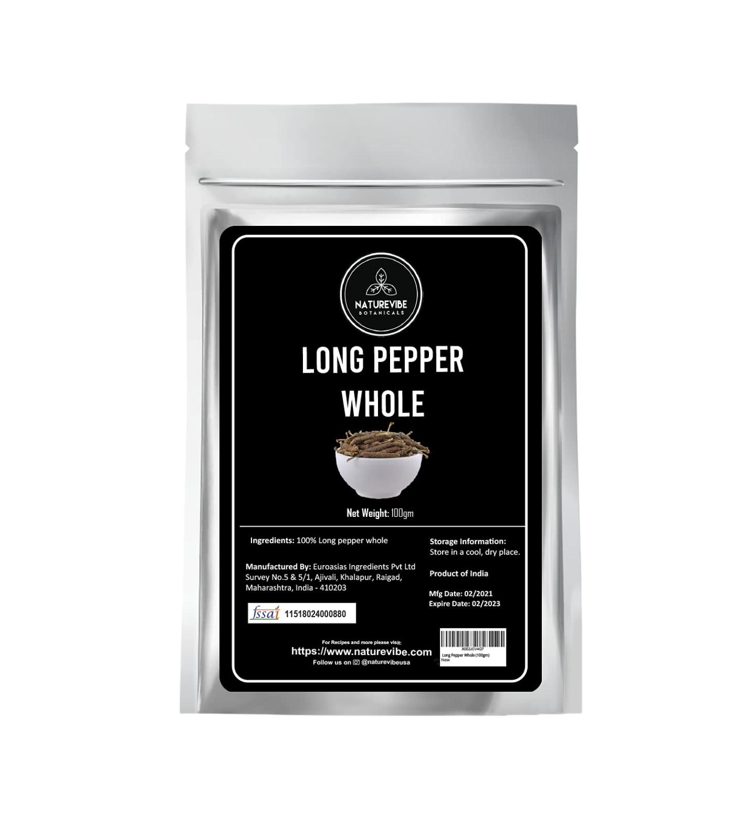 Naturevibe Botanicals Long Pepper Whole (100gm) - Authentic Indian Spice - Buy Online on GoSupps.com