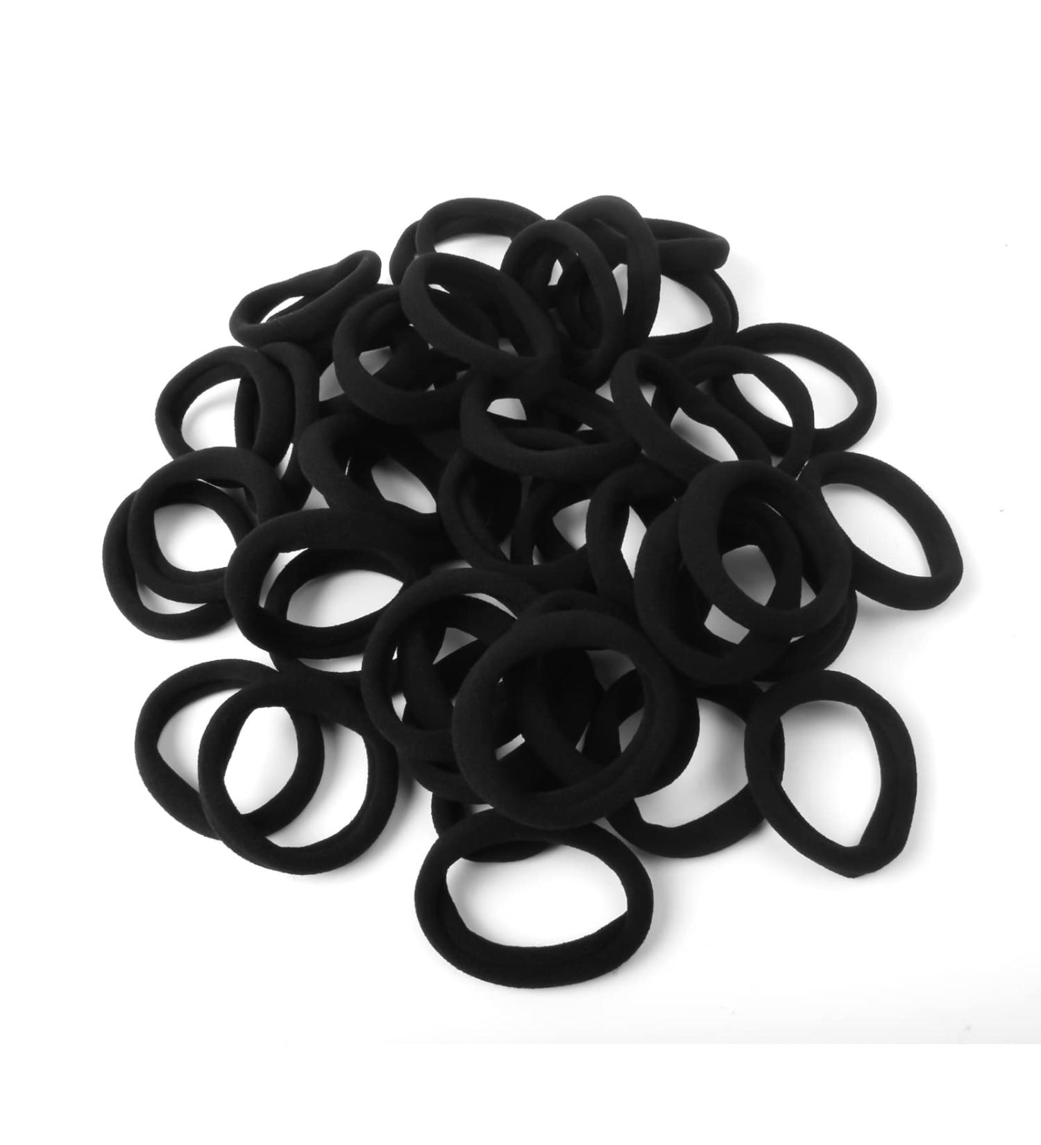Jawflew 50PC Seamless Black Hair Ties for Women & Girls - Elastic Ponytail Holders for Thick Hair - No Damage Hair Bands - Black - Buy Online on GoSupps.com