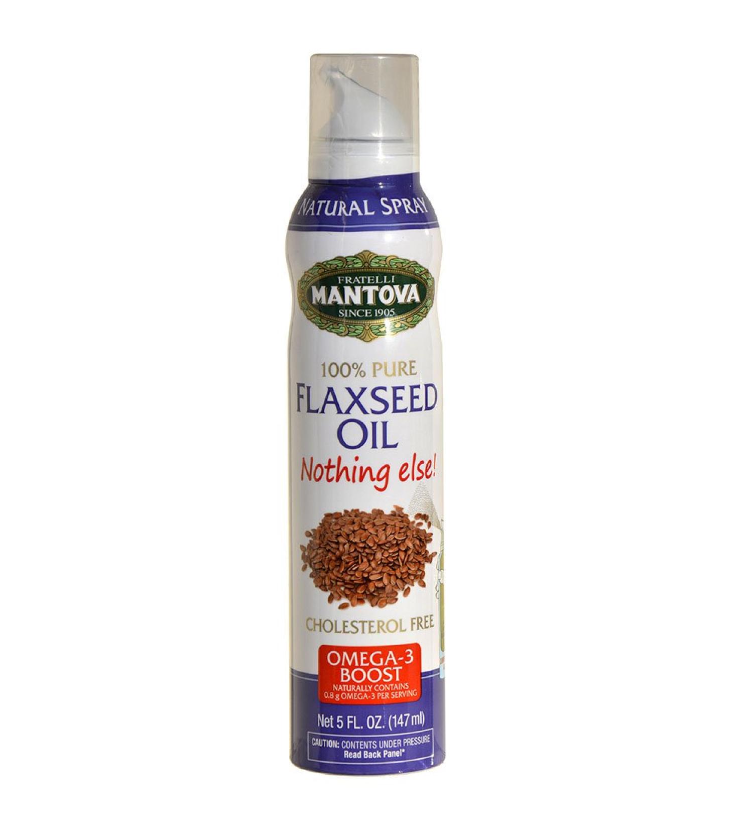 Mantova Flaxseed Oil Cooking Spray - 100% Pure Omega-3 for Keto Snacks & Baking - 5 oz - Buy Online on GoSupps.com