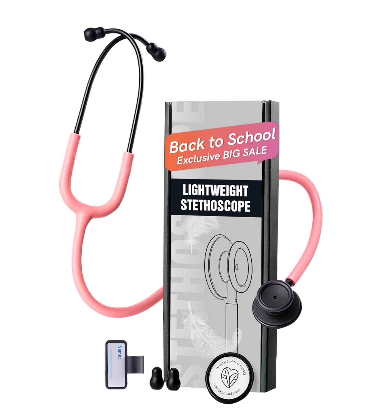 FriCARE Lightweight Stethoscope - Essential Nurse & Nursing Student Diagnostic Kit - Pearl Pink - Lifetime Warranty & FSA/HSA Eligible - Buy Online on GoSupps.com