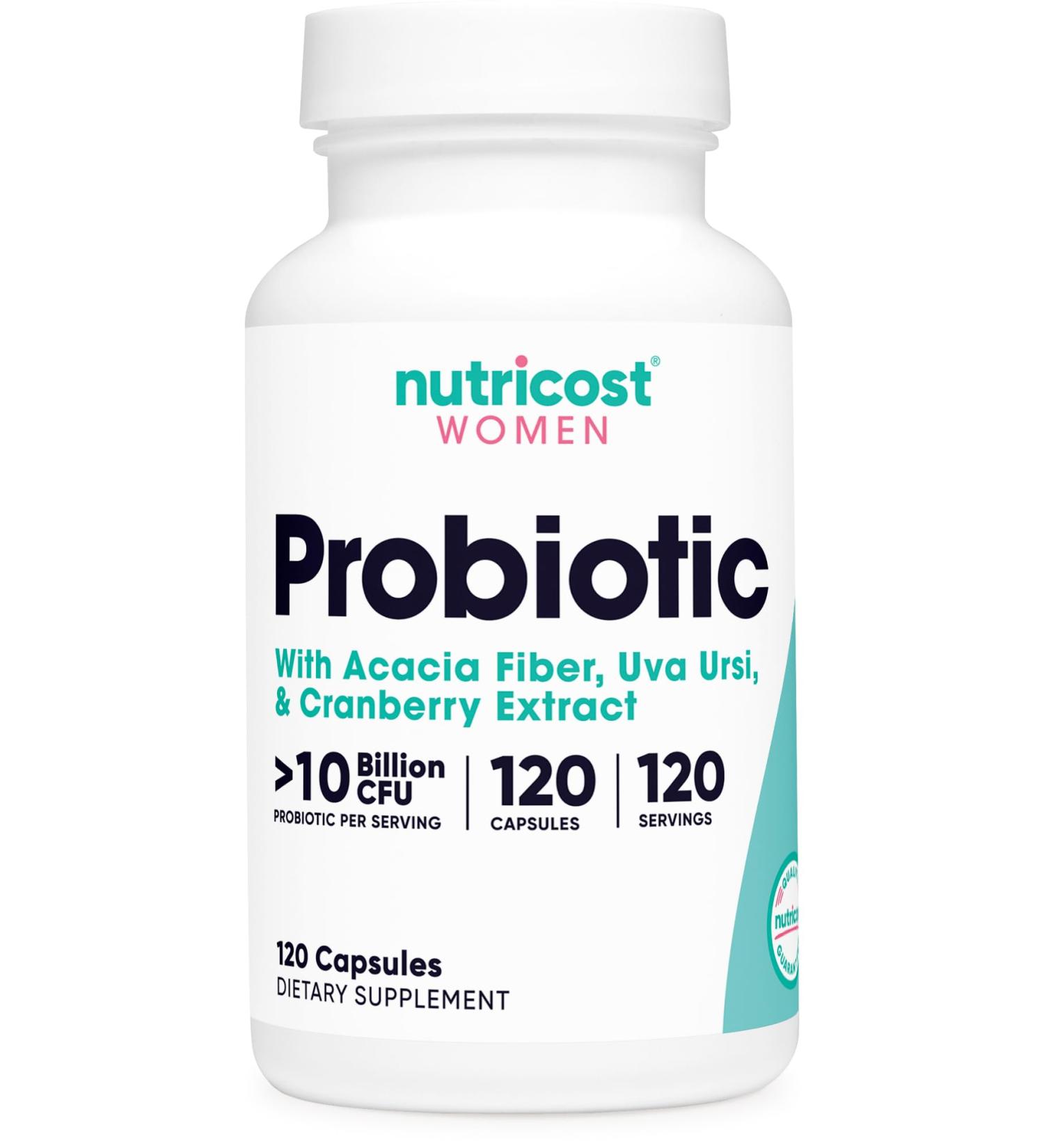 Nutricost Probiotic for Women 10 Billion CFU 120 Capsules - Complex with Acacia Fiber Uva Ursi & Cranberry Extract Non-GMO & Gluten Free - Buy Online on GoSupps.com