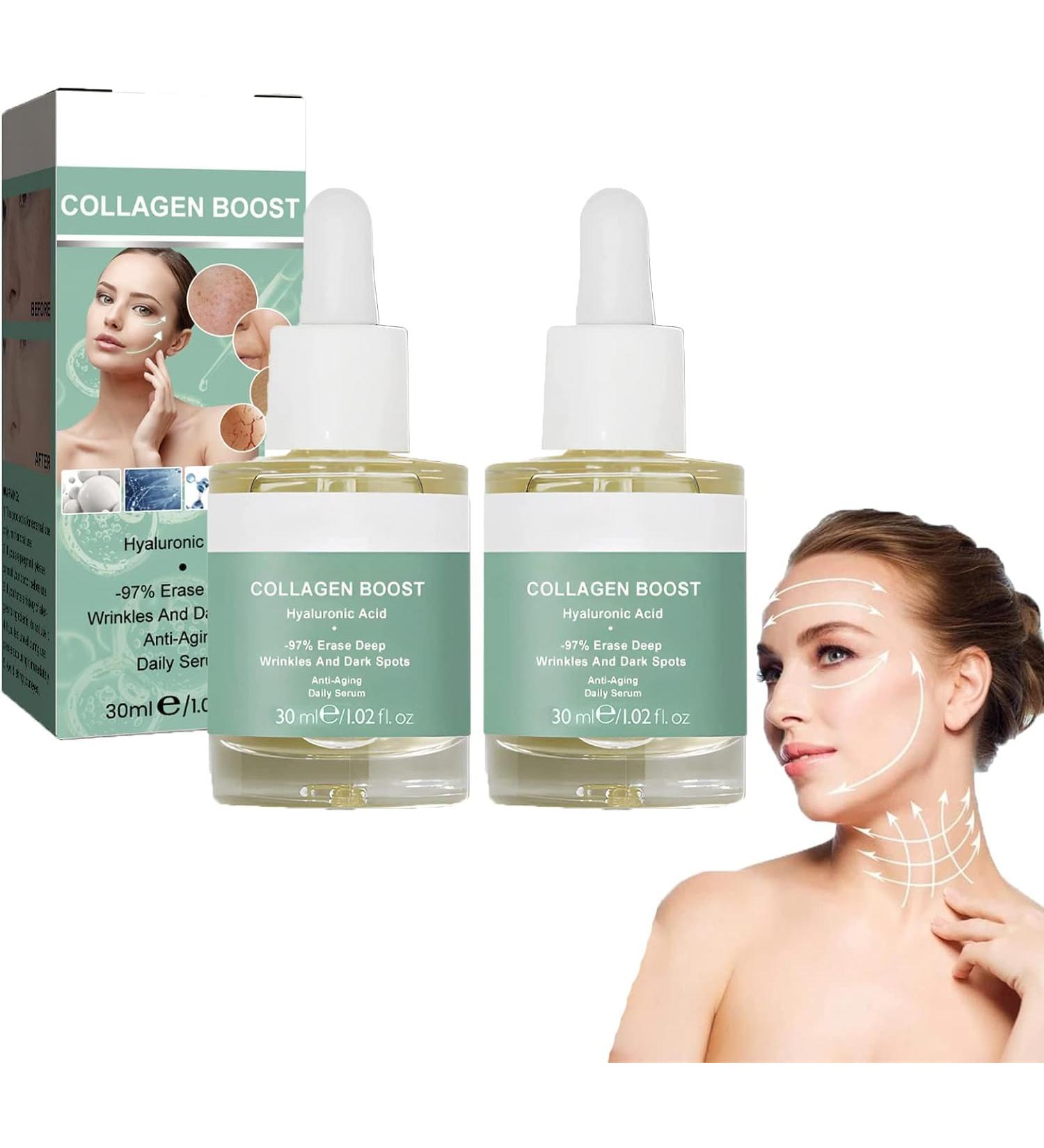  oihgerg 2PCS Advanced Collagen Boost Anti Aging Serum Skincare Glow And Protect Serum Collagen Peptide Serum for Face Wrinkles Collagen Boost Anti Aging Serum - Buy Online on GoSupps.com