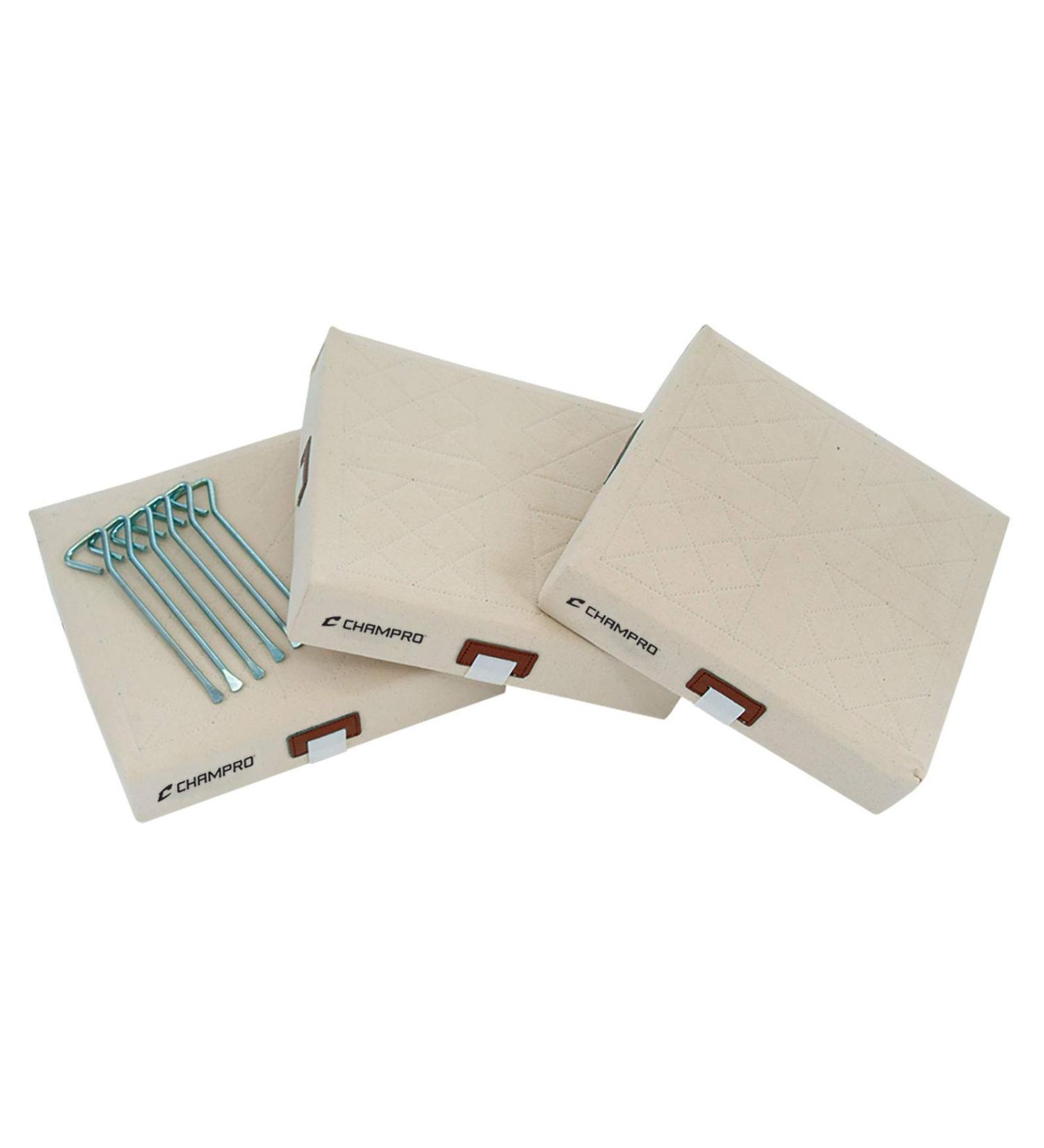 CHAMPRO Canvas Quilted Bases for Baseball/Softball, Set of 3, 14" x 2"