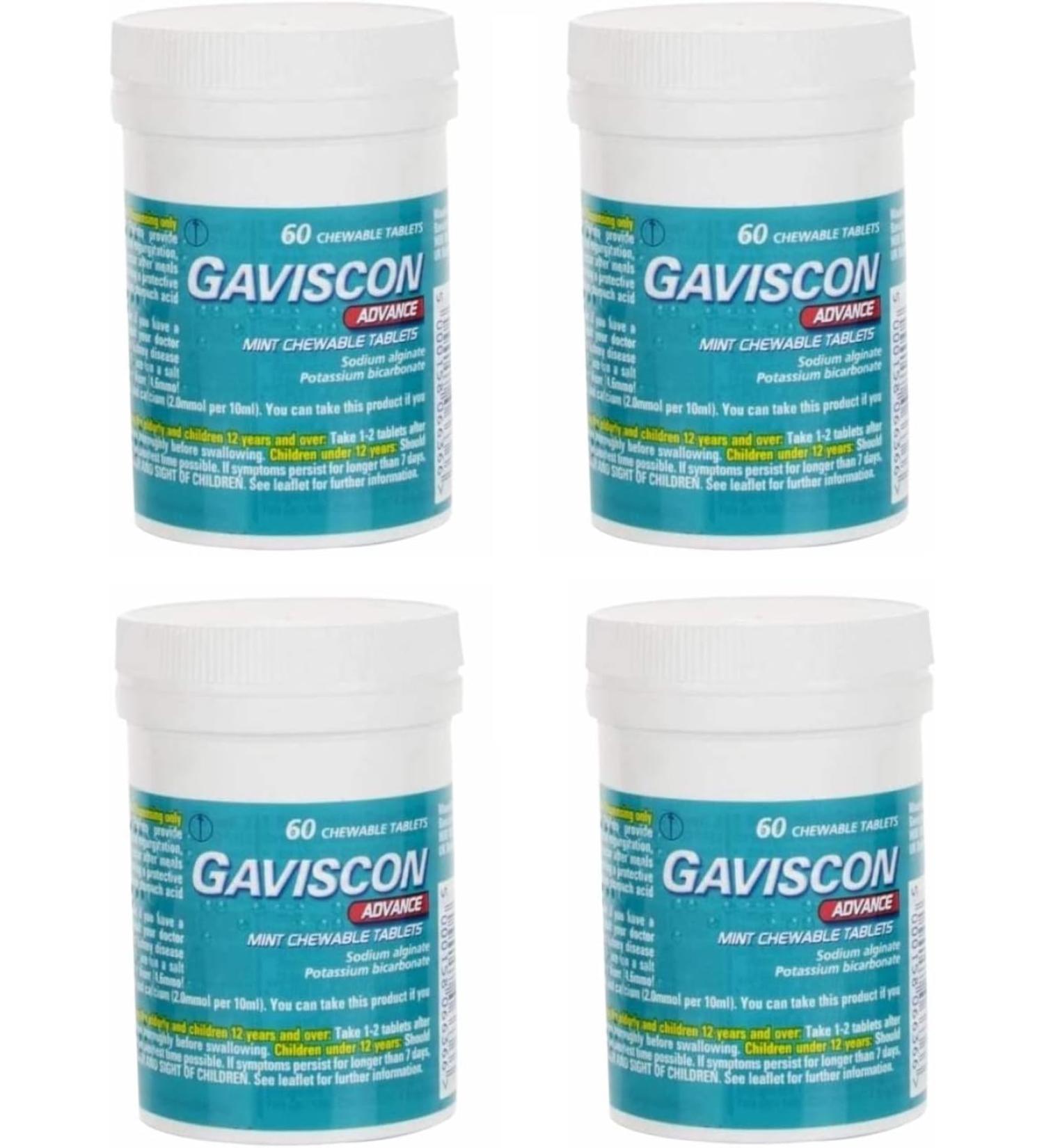 Gaviscon Advance Chewable Peppermint - 60 Tablets - Pack of 4 - Buy Online on GoSupps.com
