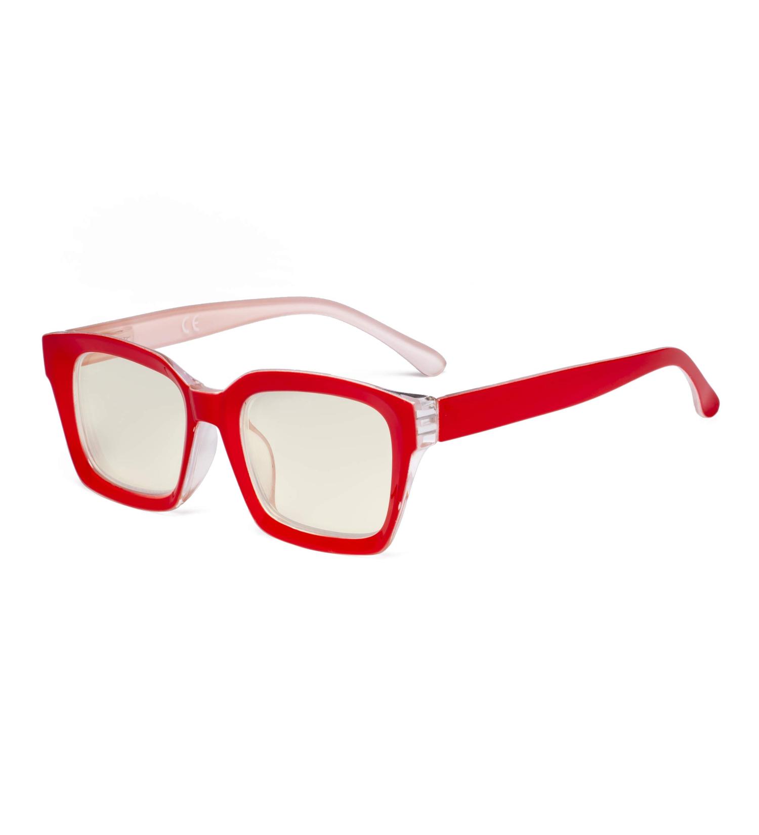 Eyekeper Women's Computer Glasses | Blue Light Filter & UV420 Protection | Oversized Square Design - Red +1.50 - Buy Online on GoSupps.com