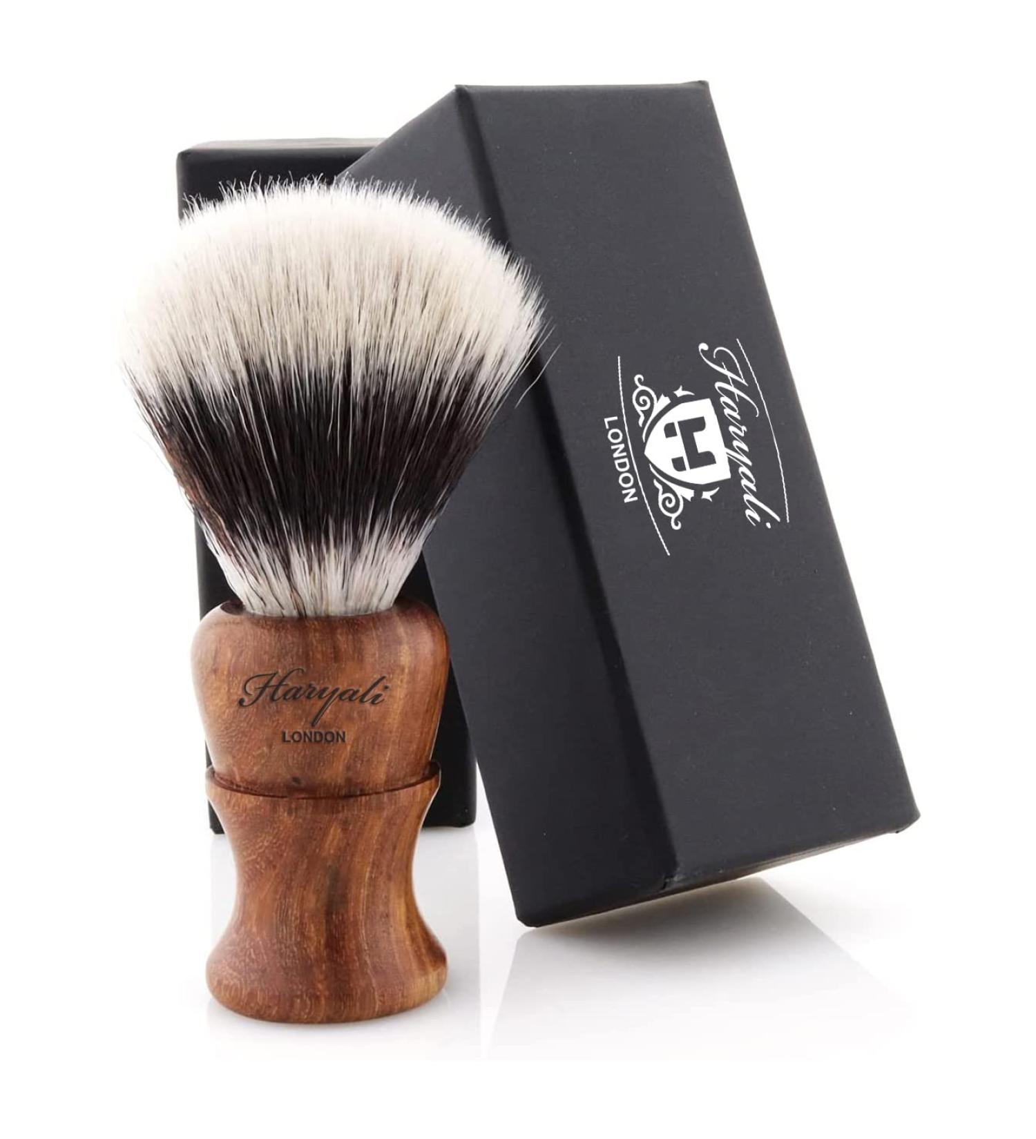 Haryali London Synthetic Silvertip Shaving Brush - Wooden Handle for Extra Lather - Ideal for Shaving Creams and Soaps - Buy Online on GoSupps.com