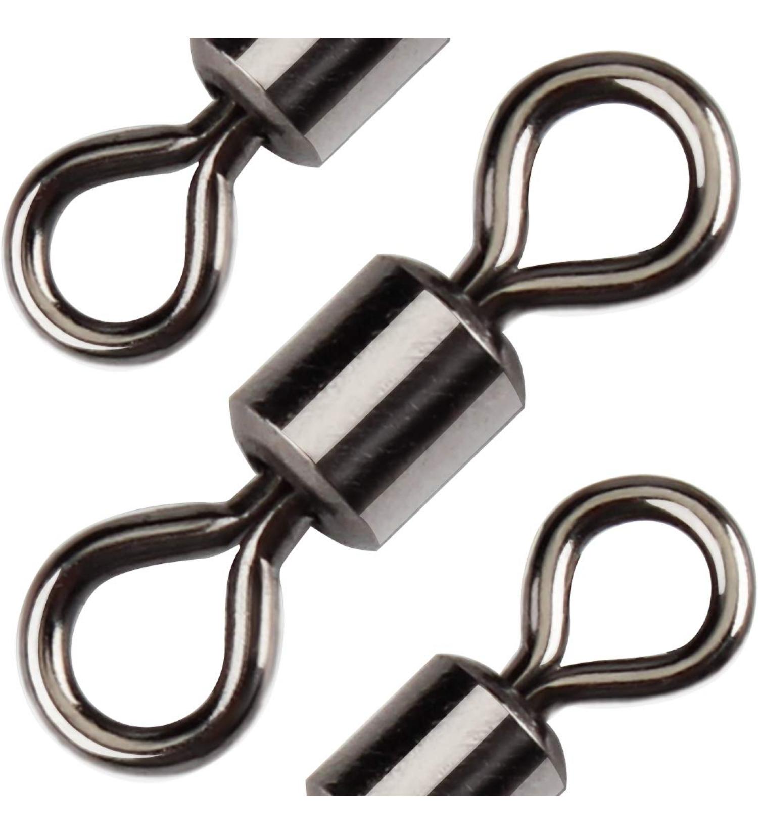 50 Pack Stainless Steel Fishing Rolling Barrel Swivel Snap - Black Nickel, High Strength Catfish Terminal Tackle, Heavy Duty Durability for Saltwater/Freshwater - #3/0 (220Lb) - 50pcs - Buy Online on GoSupps.com