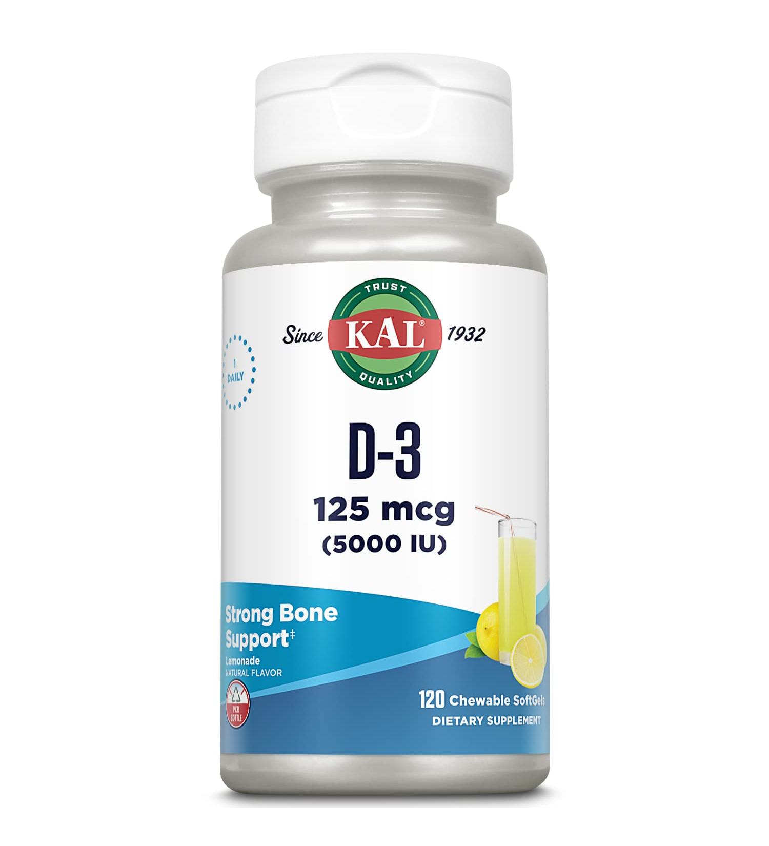 KAL 5000 IU Ultra D-3 Lemonade Tablets 120 Count - Pack of 1 - Buy Online on GoSupps.com