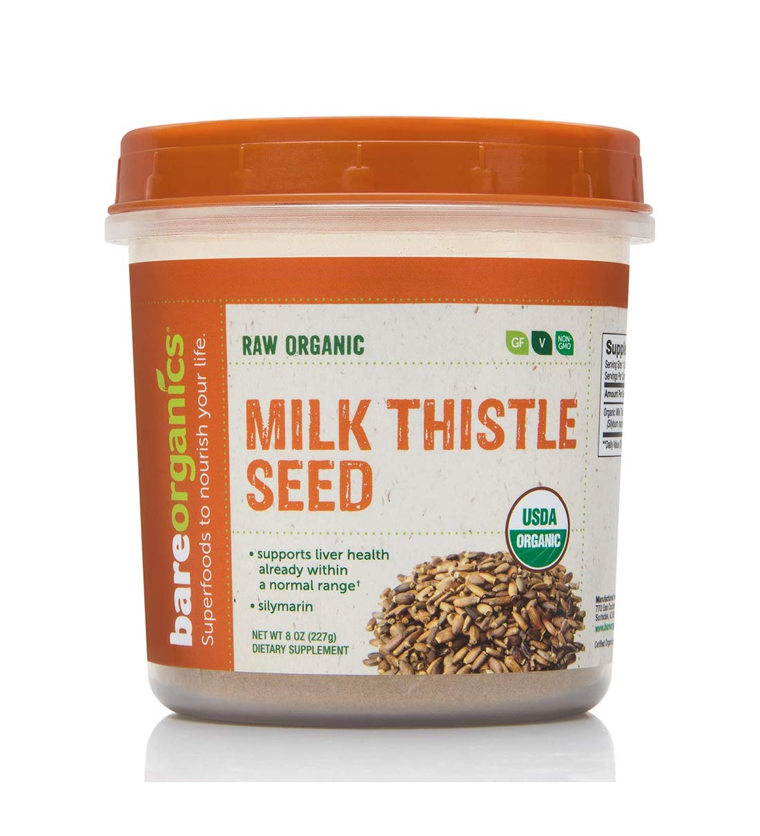 BareOrganics Milk Thistle Seed Powder 8oz - Organic Dietary Supplement - Buy Online on GoSupps.com