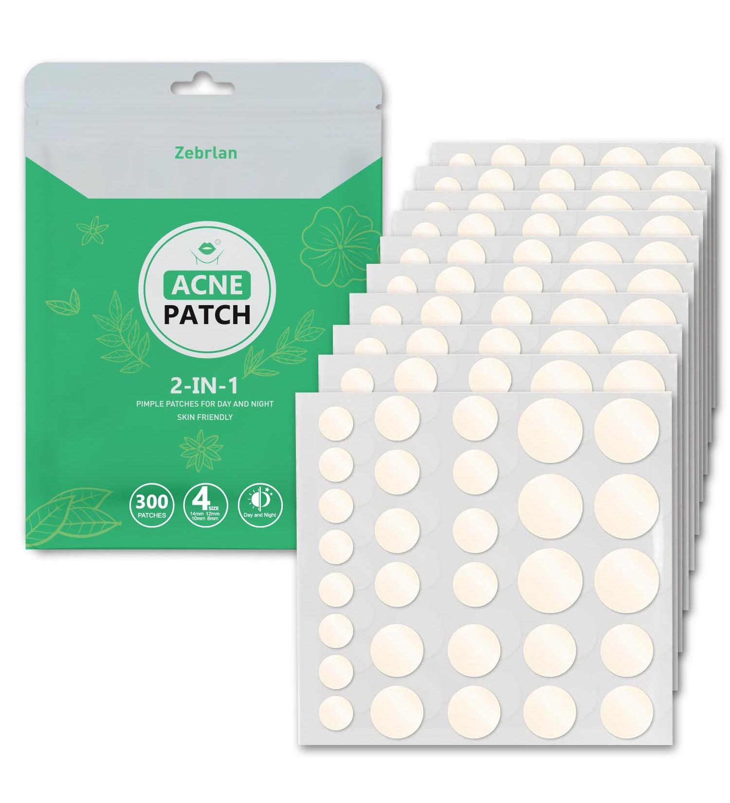 Zebran 300 Pcs Hydrocolloid Pimple Patches - Invisible 2-in-1 Acne Treatment Waterproof Day & Night Solution - Buy Online on GoSupps.com