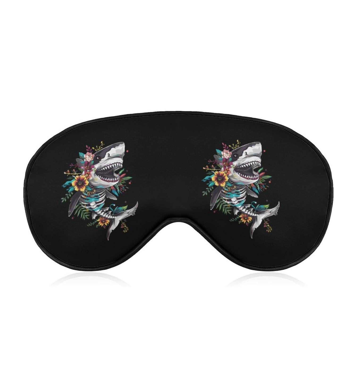Shark Sugar Skull Eye Mask | Dia De Los Muertos Blindfold | Soft Travel Sleep Mask with Adjustable Strap - Buy Online on GoSupps.com