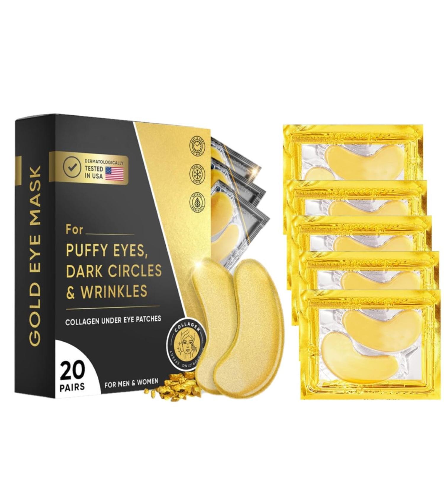 KARLOR 20 Pair Gold Eye Pads Anti Wrinkle Collagen Under Eye Mask Anti Dark Circles 24k Gold Eye Pads Anti Wrinkle Eye Mask Golden Eye Pads Moisturizing Under Eye Gel Eyepads Anti-Aging - Buy Online on GoSupps.com
