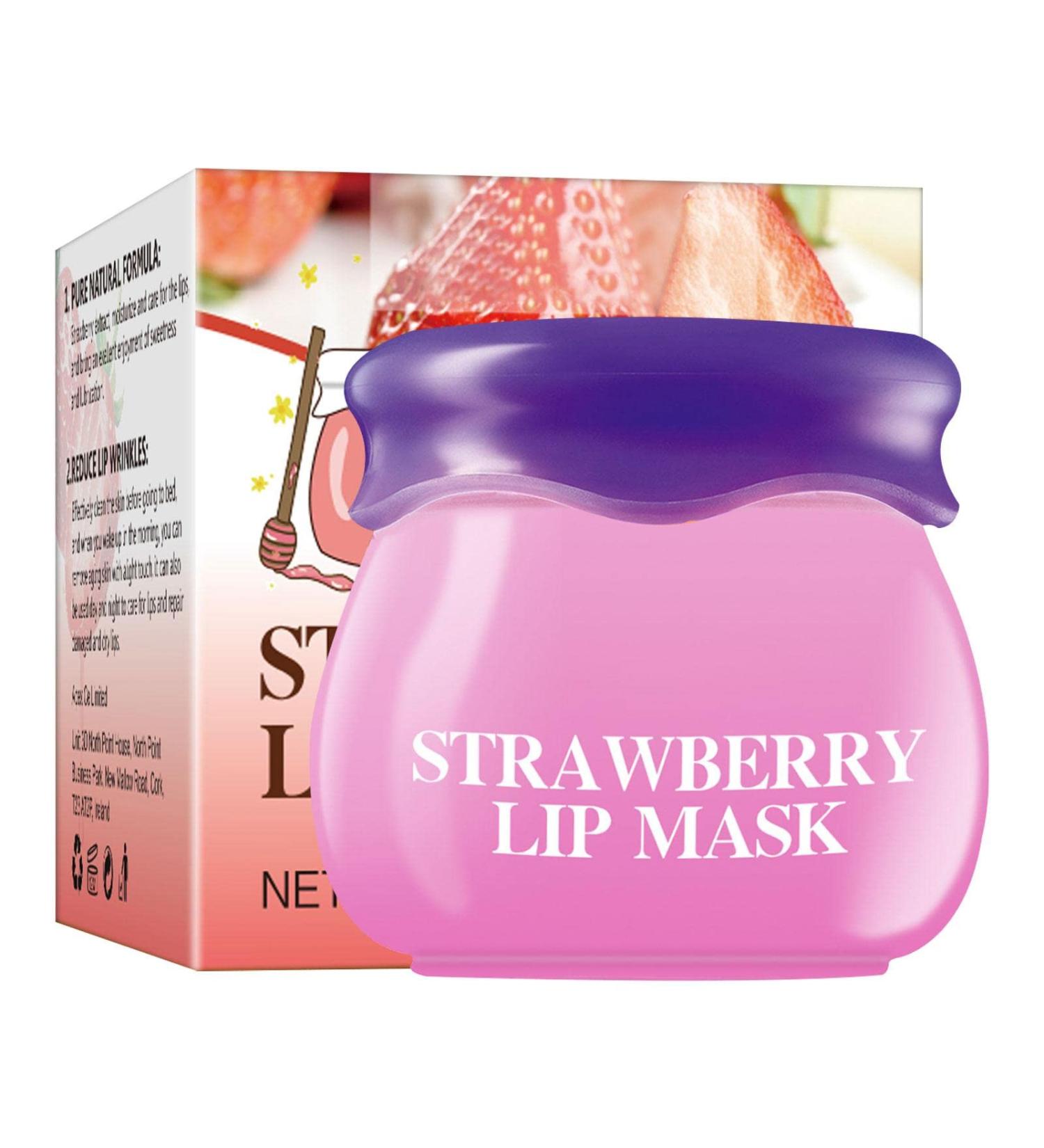 Hydrating Lip Moisture Masque - Bee Balm & Strawberry | Nourishing Overnight Lip Care - 10g - Buy Online on GoSupps.com