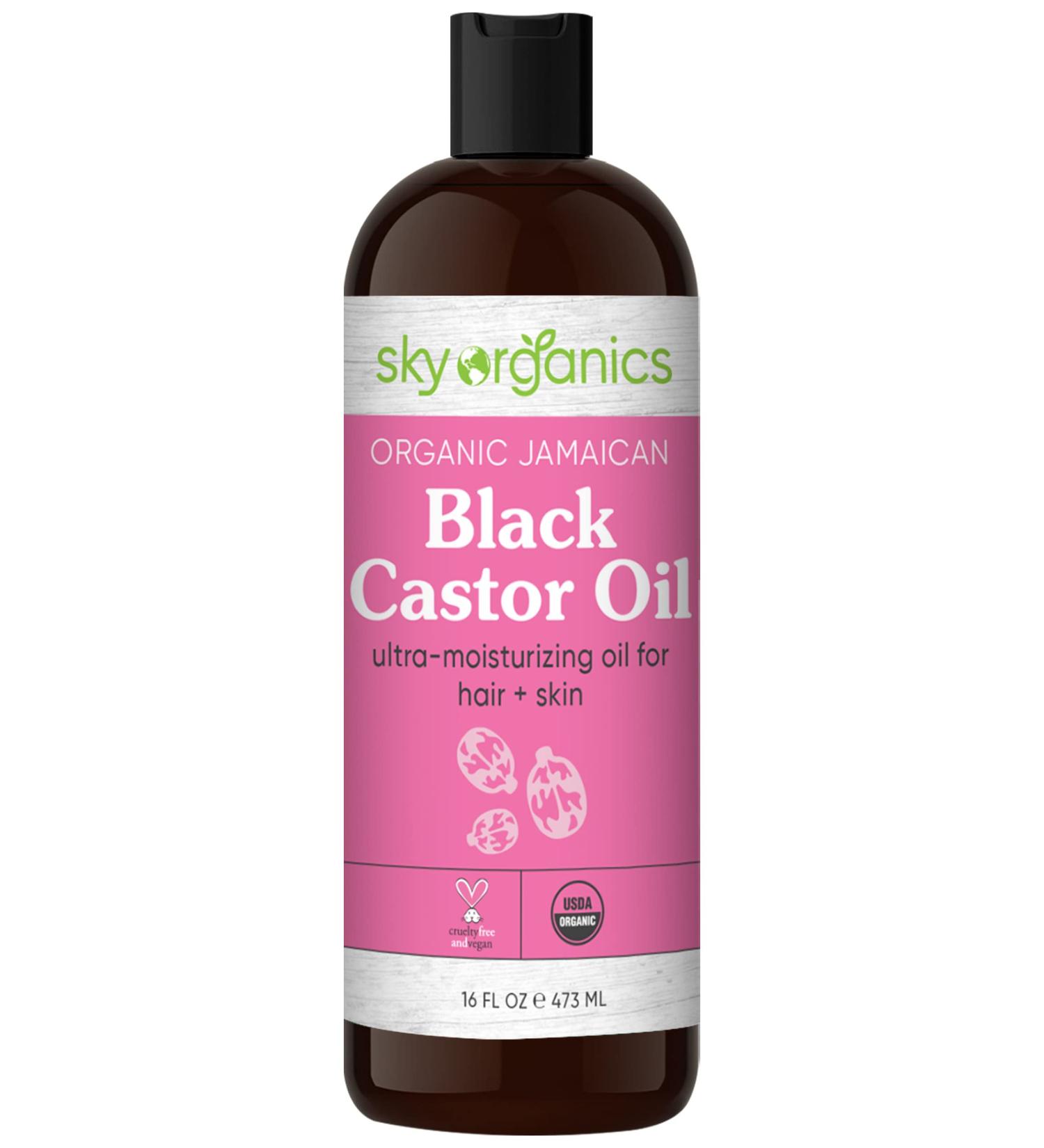 Sky Organics Organic Black Castor Oil - 100% Pure & Cold-Pressed, 16 fl oz | USDA Certified for Hair & Skin Moisture - Buy Online on GoSupps.com